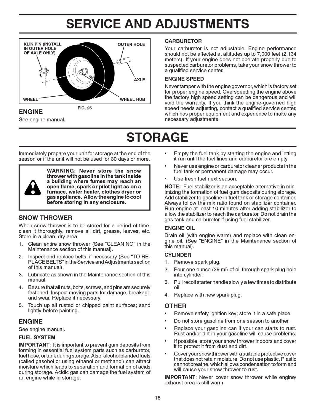 Poulan 96192001900 owner manual Storage, Other 