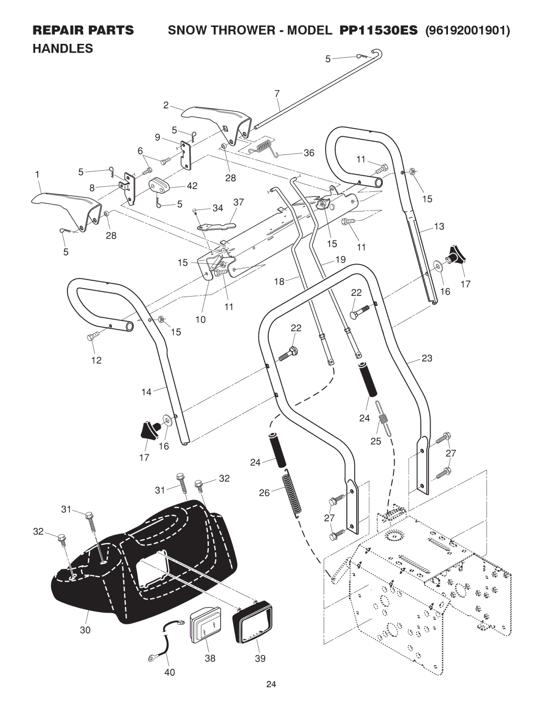 Poulan 96192001901, 415153 owner manual Repair Parts Handles 