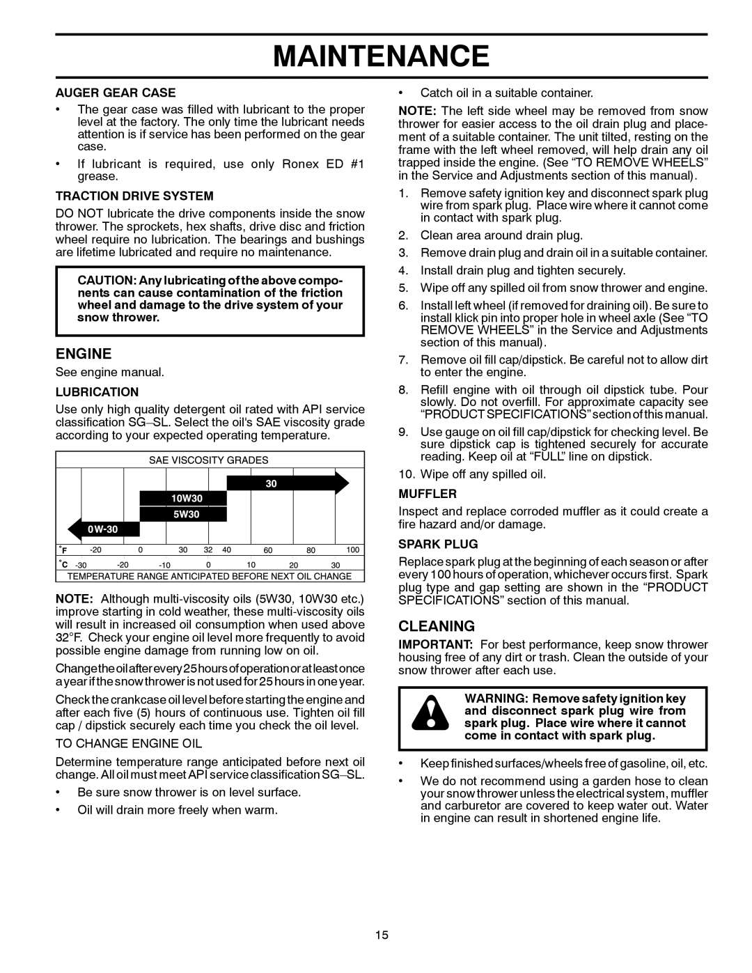 Poulan 420915, 96192001902 owner manual Engine, Cleaning 