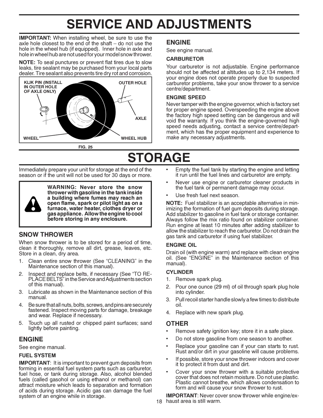 Poulan 96192001904, 421895 owner manual Storage, Other 