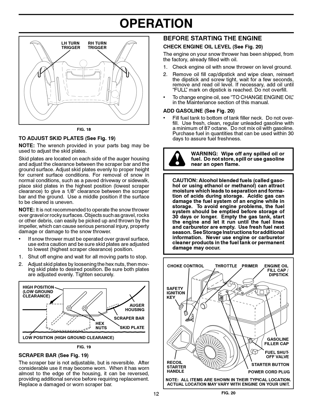 Poulan 96192002000, 420923 Before Starting the Engine, To Adjust Skid Plates See Fig, Check Engine OIL Level See Fig 