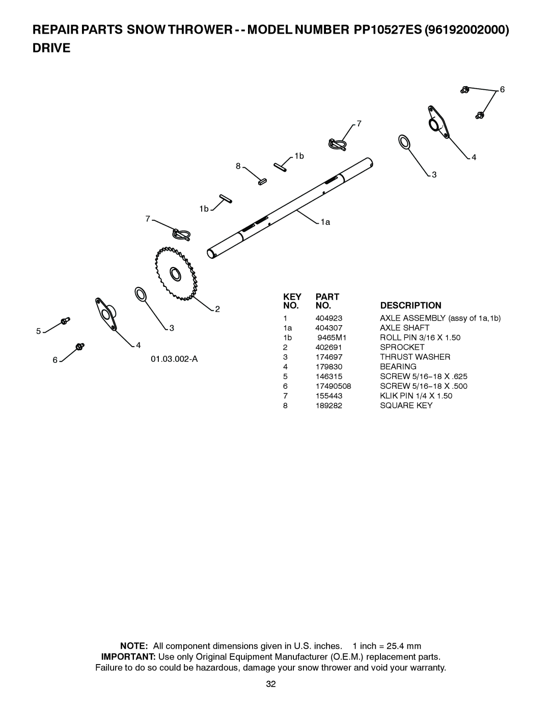 Poulan PP10527ES, 96192002000, 420923 owner manual 01.03.002-A 