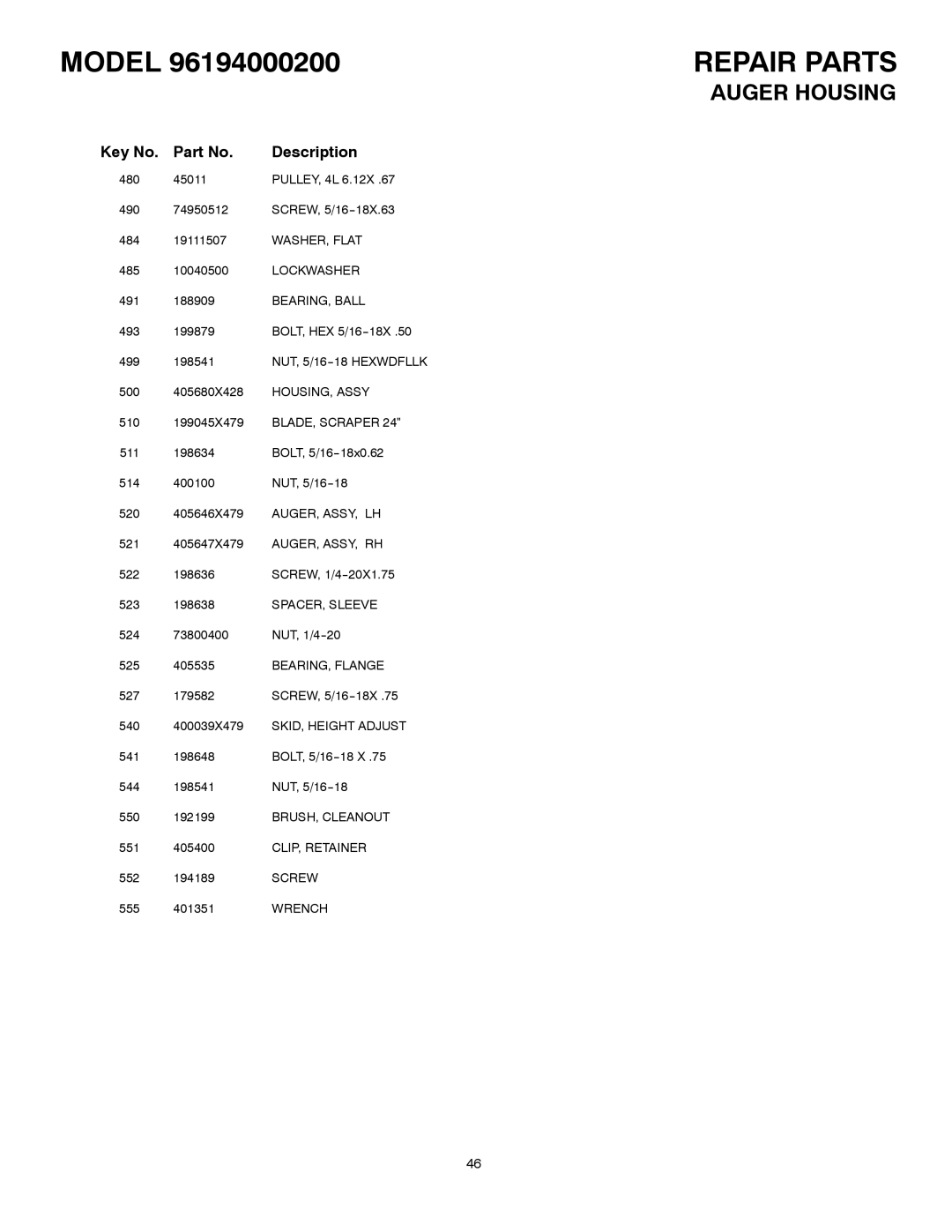 Poulan 96194000200 485 10040500, 491 188909, 510 199045X479, 524 73800400 NUT, 1/4--20 525 405535, 551 405400, 552 194189 
