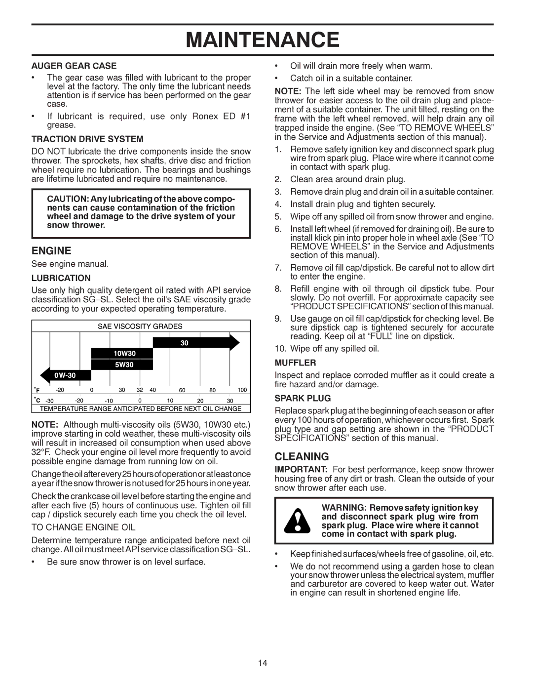 Poulan 96194000500 owner manual Engine, Cleaning 