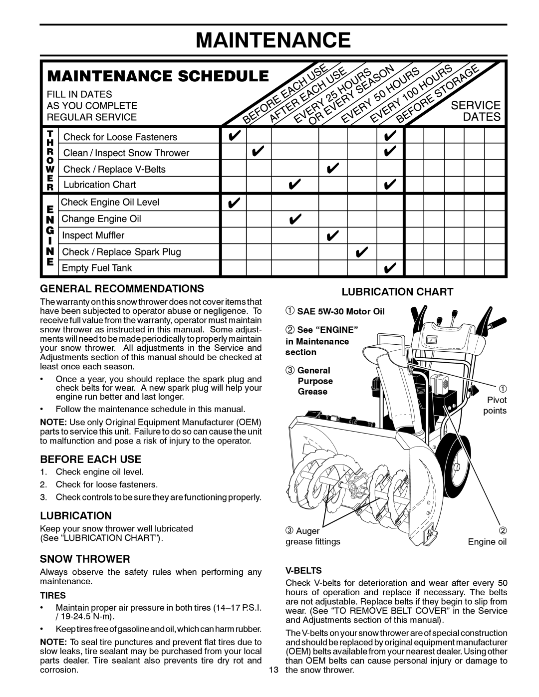 Poulan 96194000502 owner manual Maintenance 