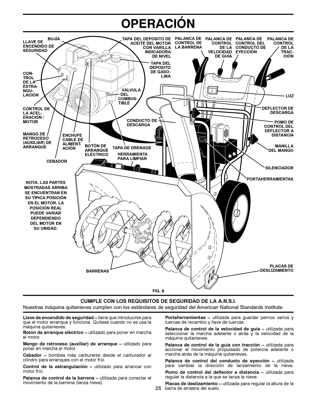 Poulan 96194000502 owner manual Cumple CON LOS Requisitos DE Seguridad DE LA A.N.S.I 