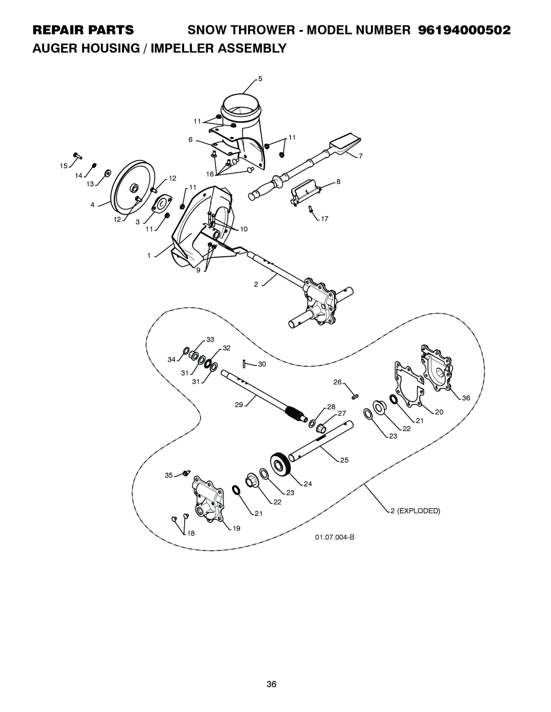 Poulan 96194000502 owner manual Exploded 