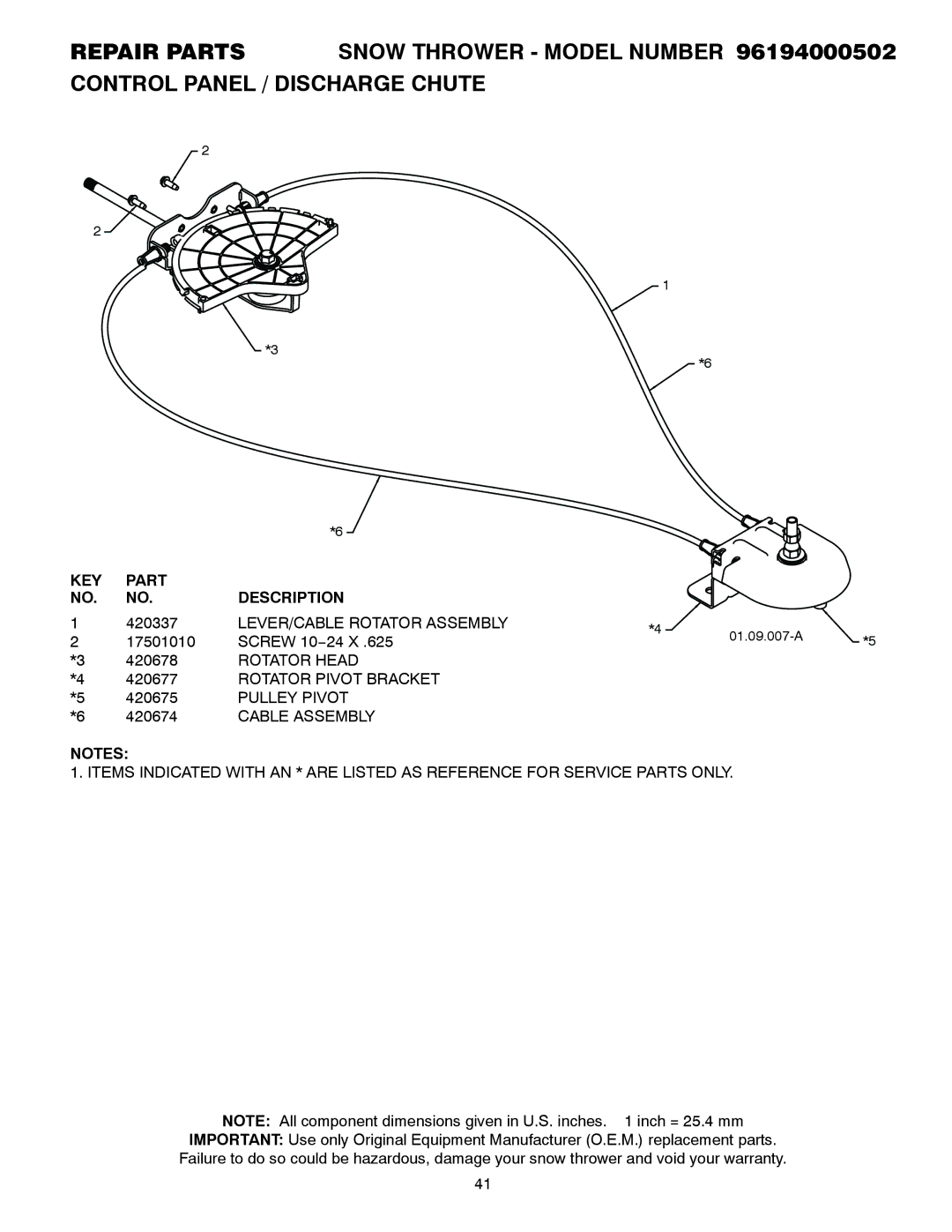 Poulan 96194000502 owner manual LEVER/CABLE Rotator Assembly, Rotator Head, Rotator Pivot Bracket, Pulley Pivot 