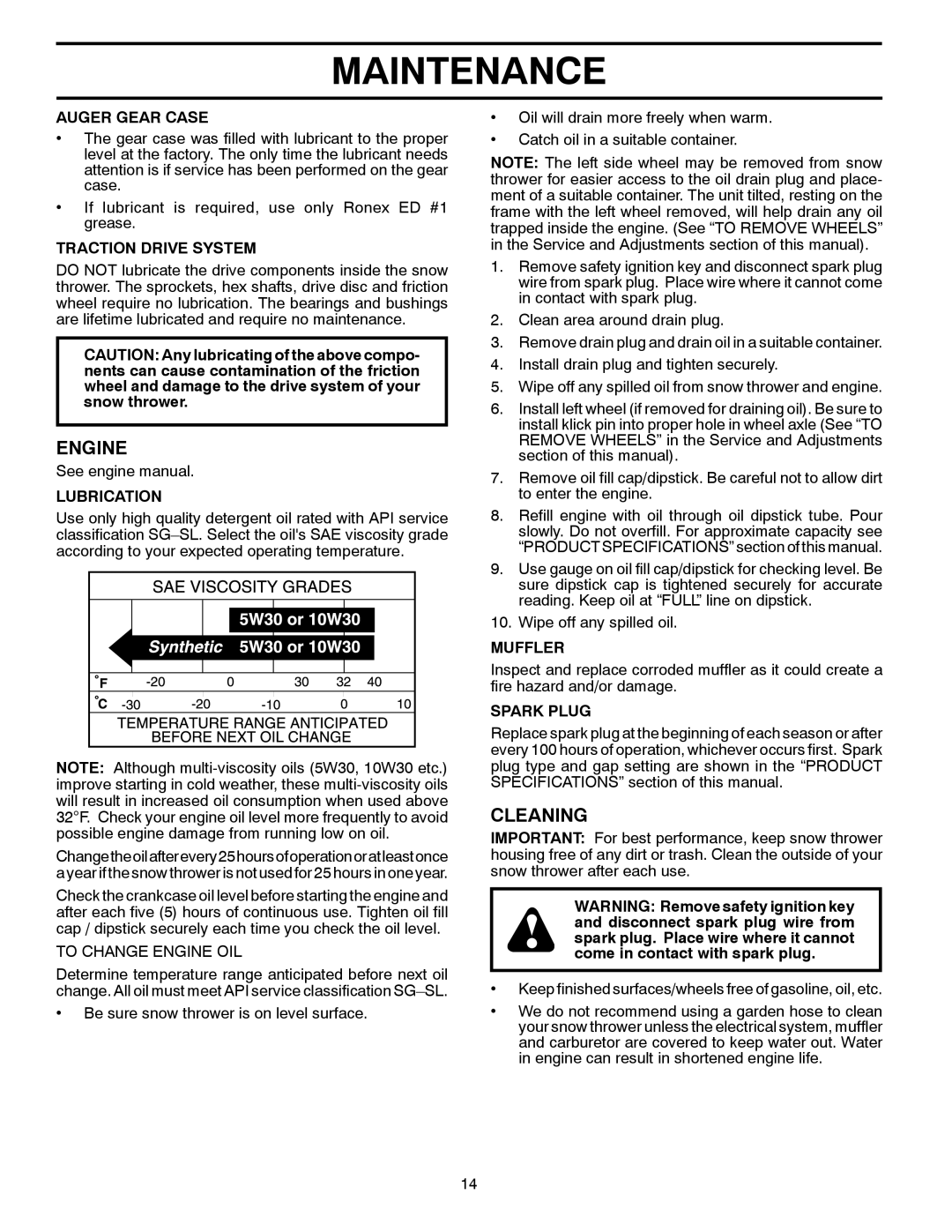 Poulan 96194000503 owner manual Engine, Cleaning 