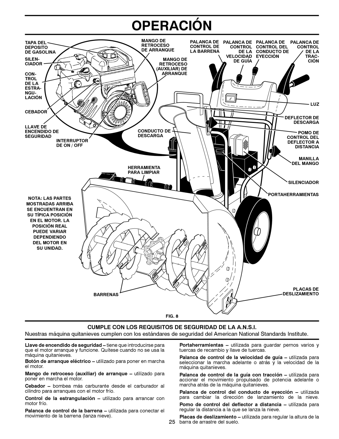 Poulan 96194000503 owner manual Cumple CON LOS Requisitos DE Seguridad DE LA A.N.S.I 