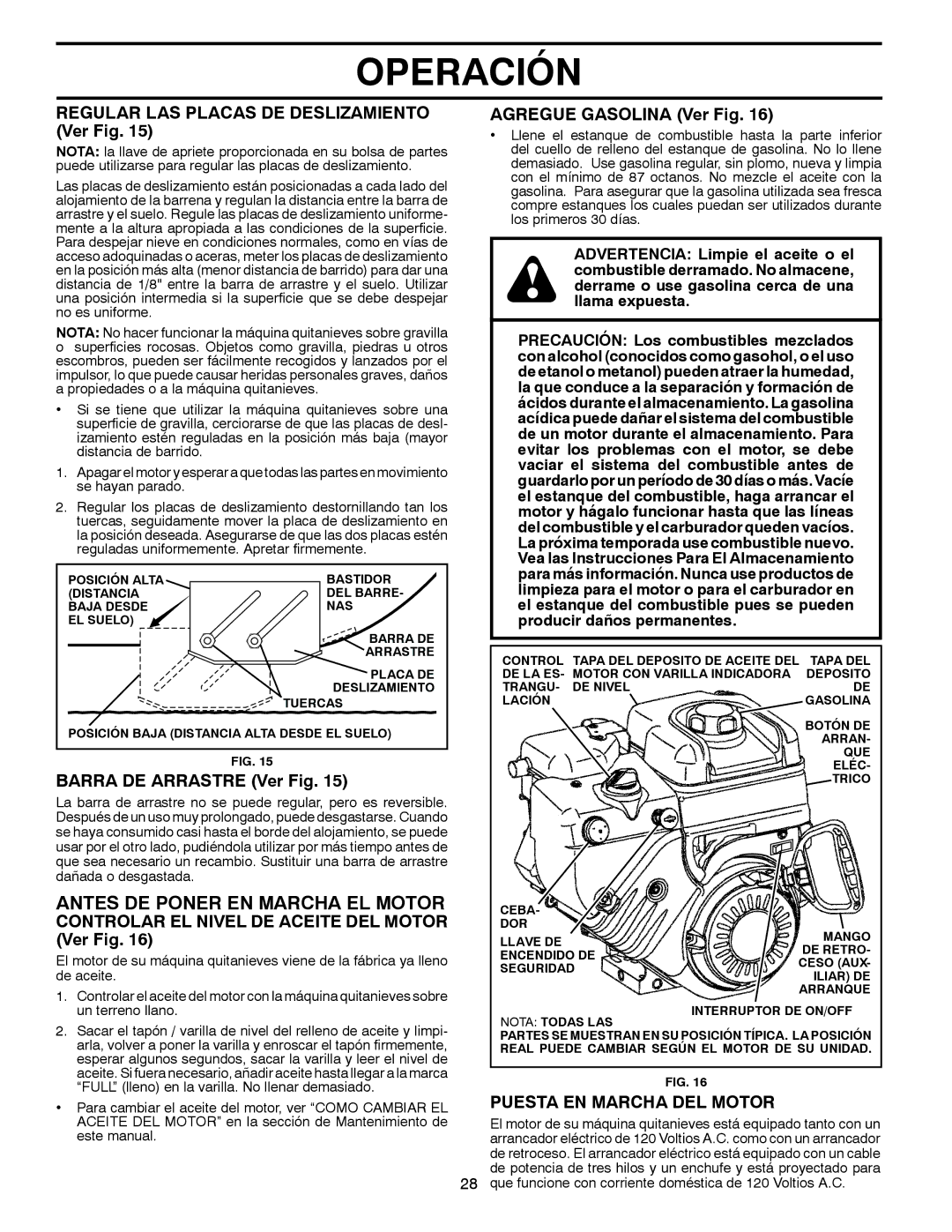 Poulan 96194000503 owner manual Antes DE Poner EN Marcha EL Motor, Puesta EN Marcha DEL Motor 