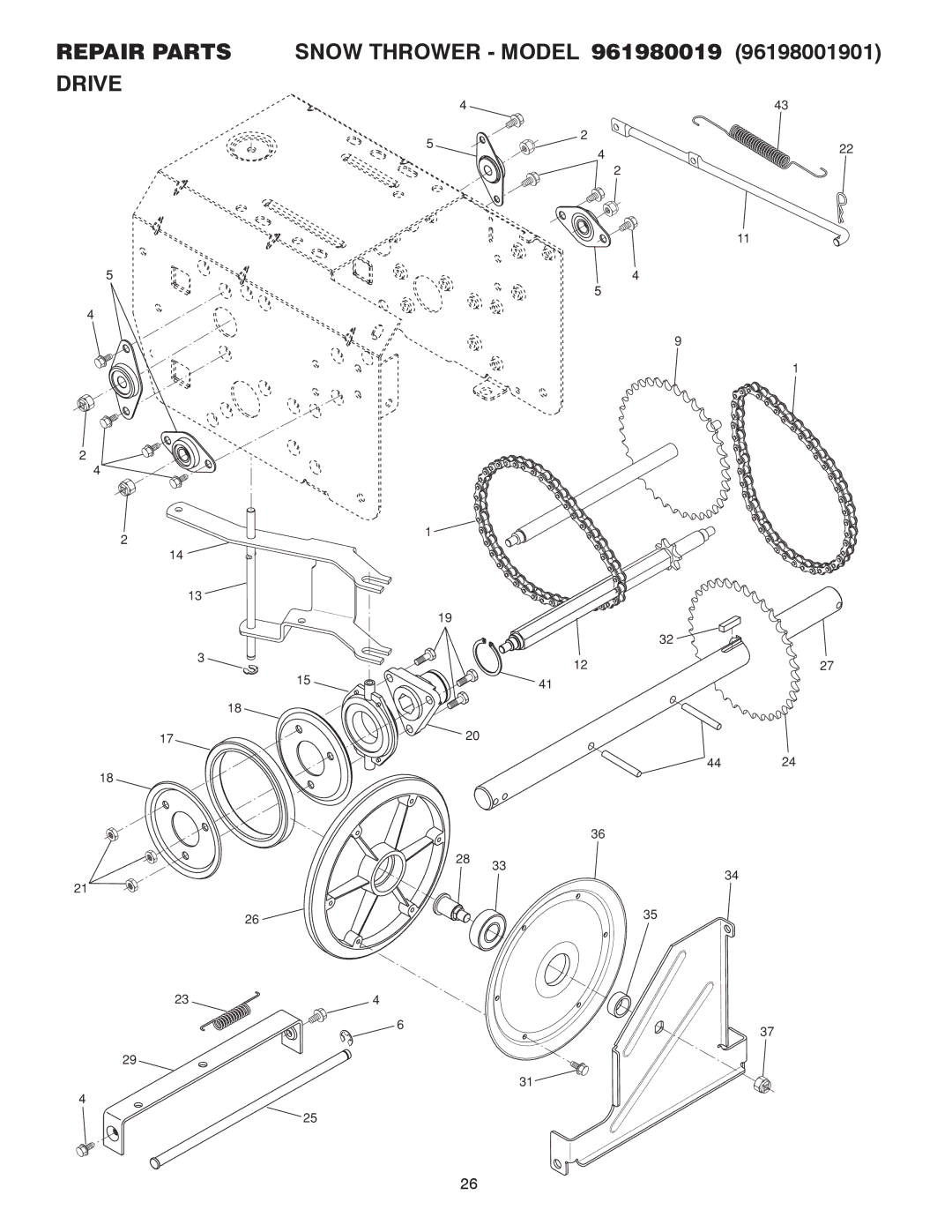 Poulan 961980019 owner manual Repair Parts Drive 