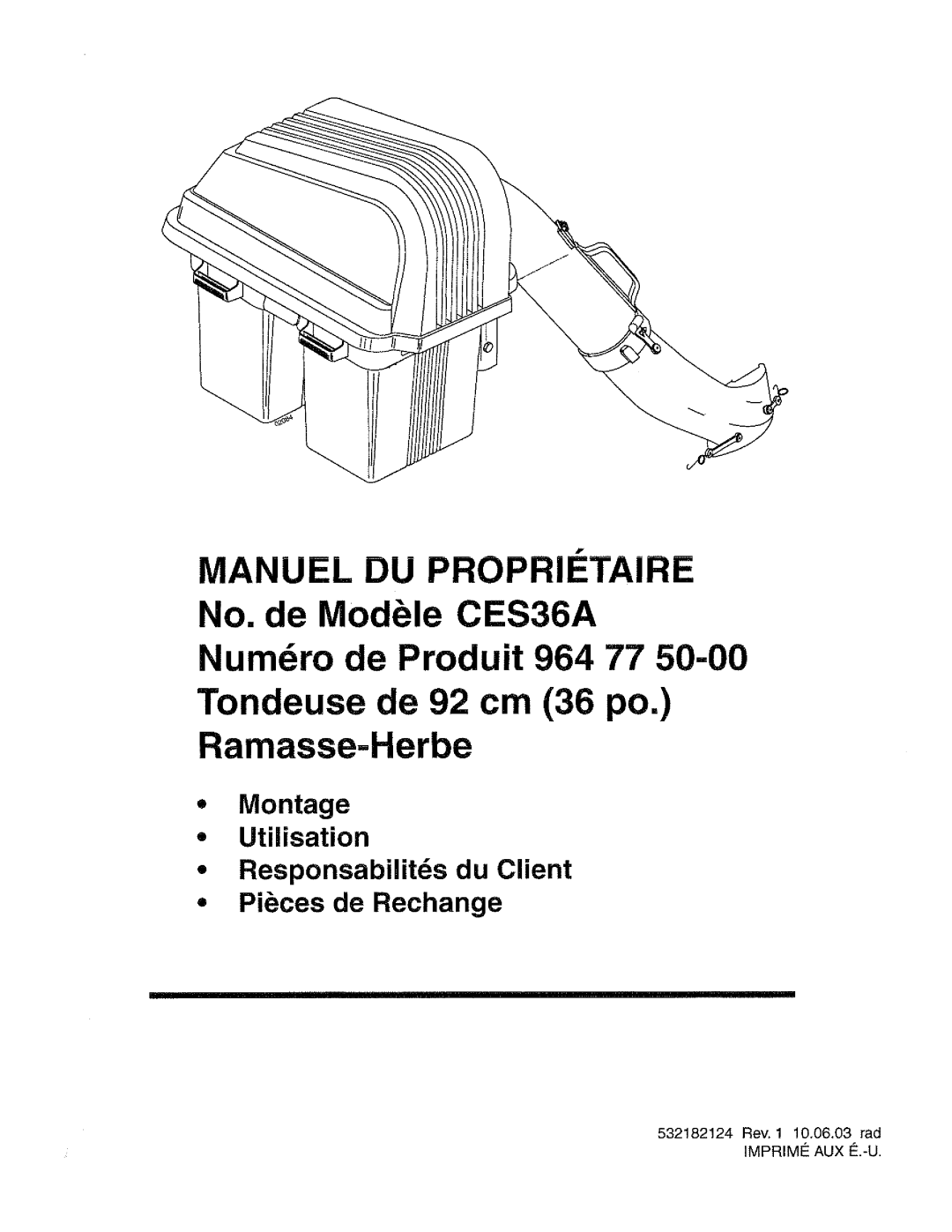 Poulan 964 77 50-00, CES36A, 532182124 manual 