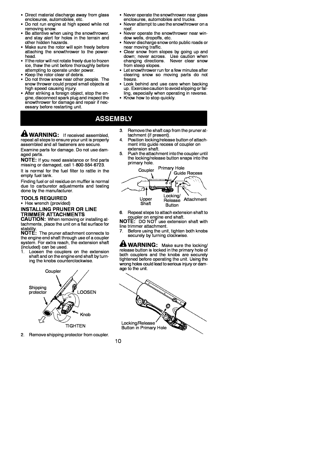 Poulan 966423701, 115244926 instruction manual Assembly, Tools Required 