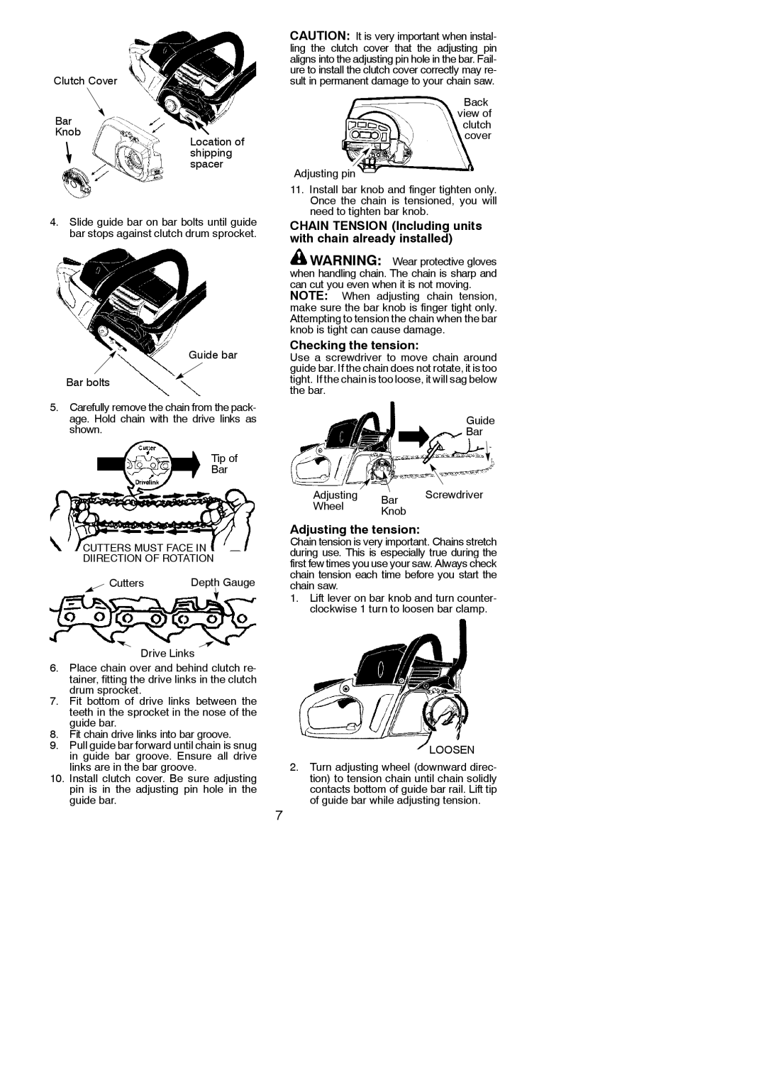 Poulan 952802145, 966557901, 952802261, 952802232, 952802144 instruction manual Adjusting the tension, Cutters 