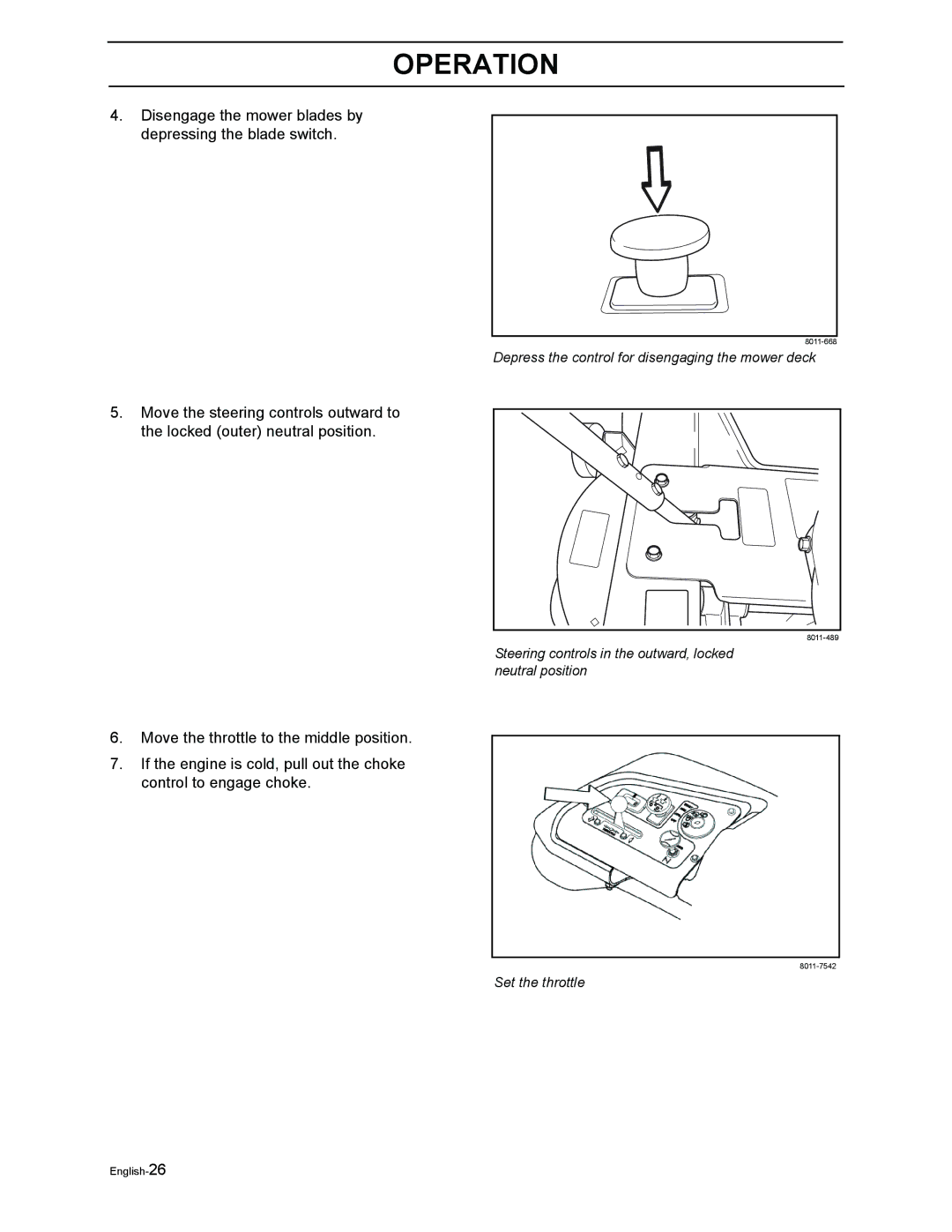 Poulan 968999302 manual Depress the control for disengaging the mower deck 