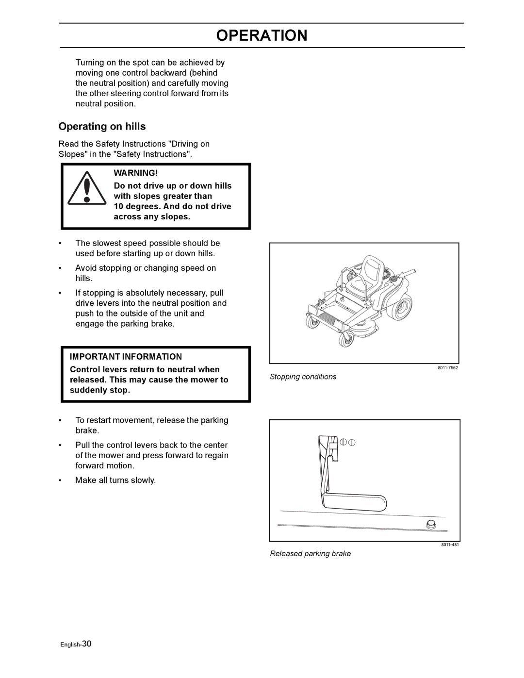 Poulan 968999302 manual Operating on hills 