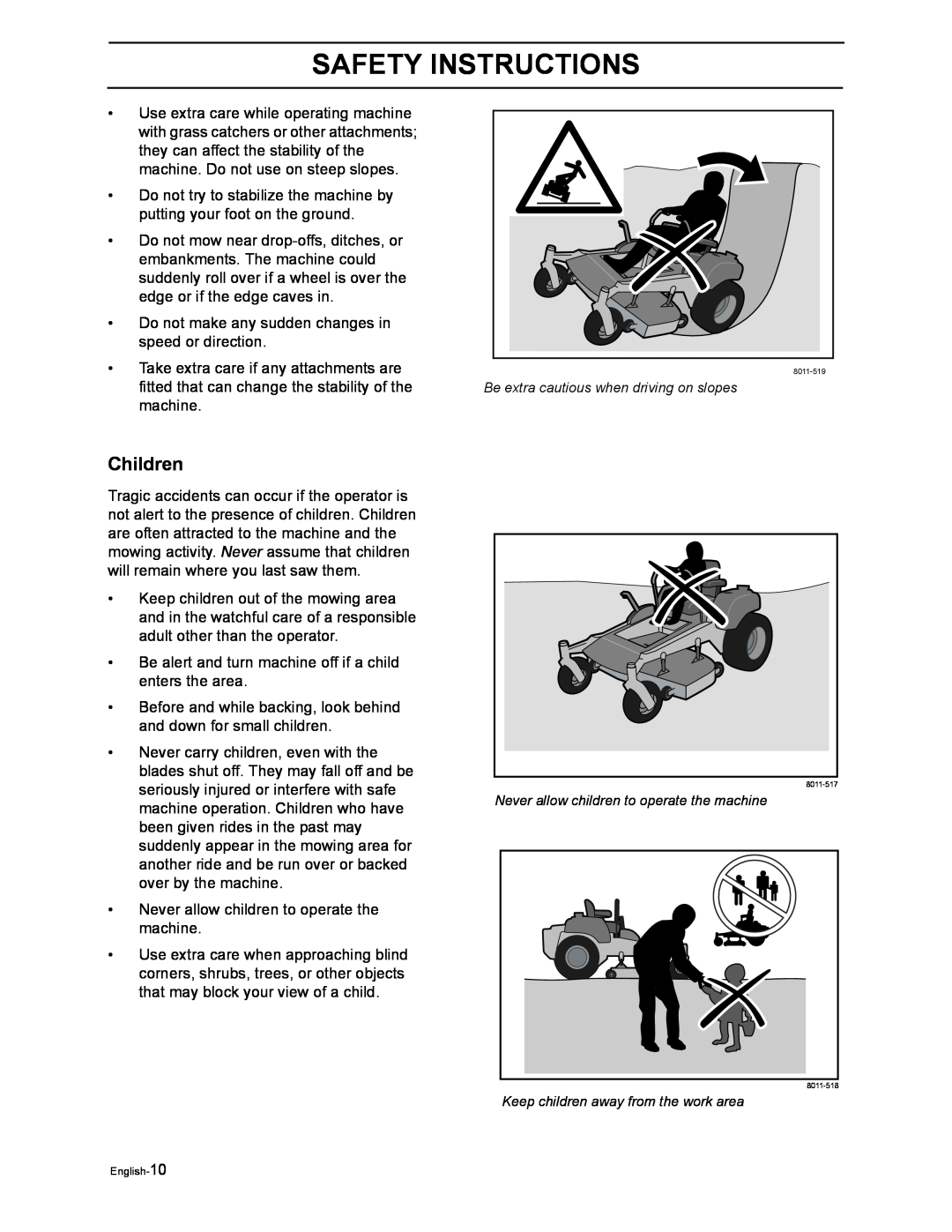 Poulan 968999516, 968999507 manual Children, Safety Instructions 