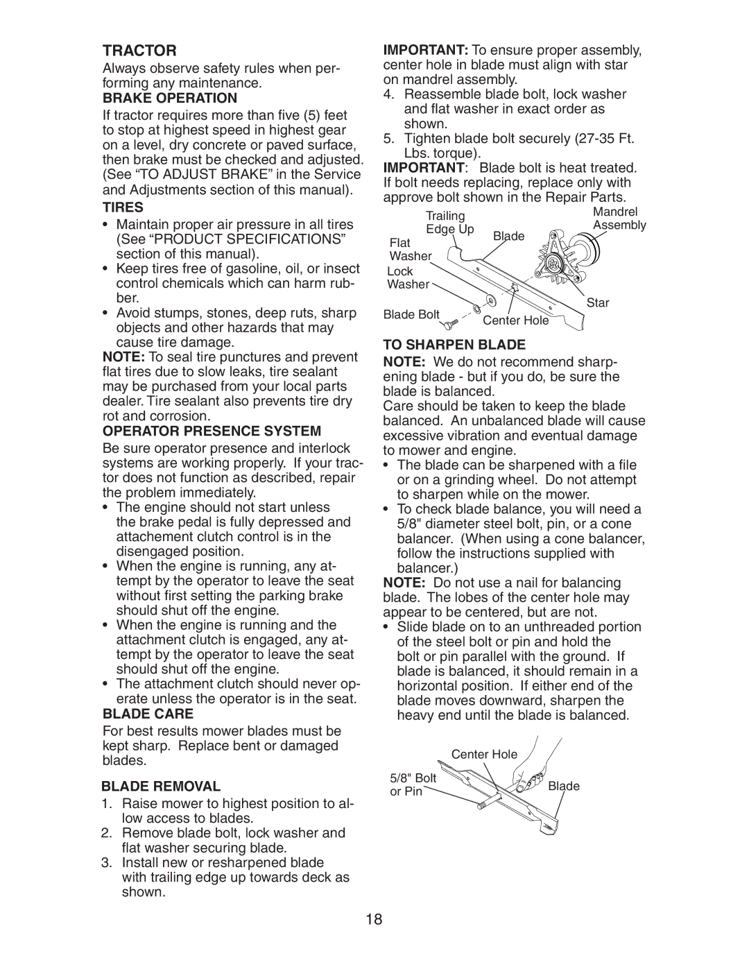 Poulan AG17542STB manual Tractor 