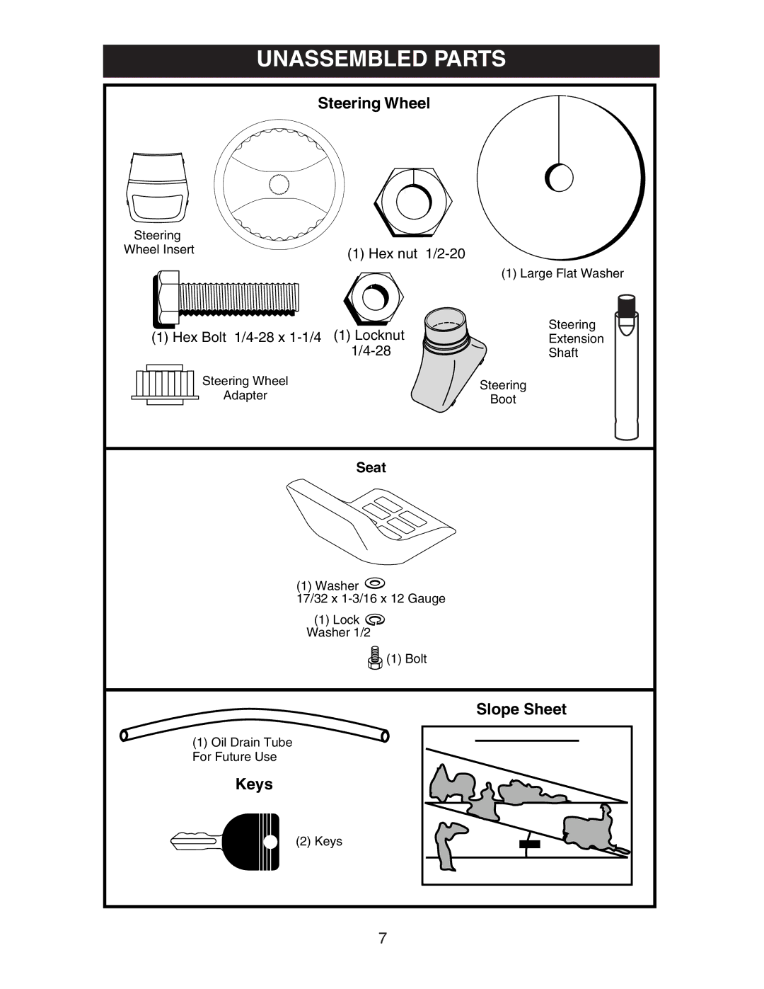 Poulan AG17542STB manual Unassembled Parts 