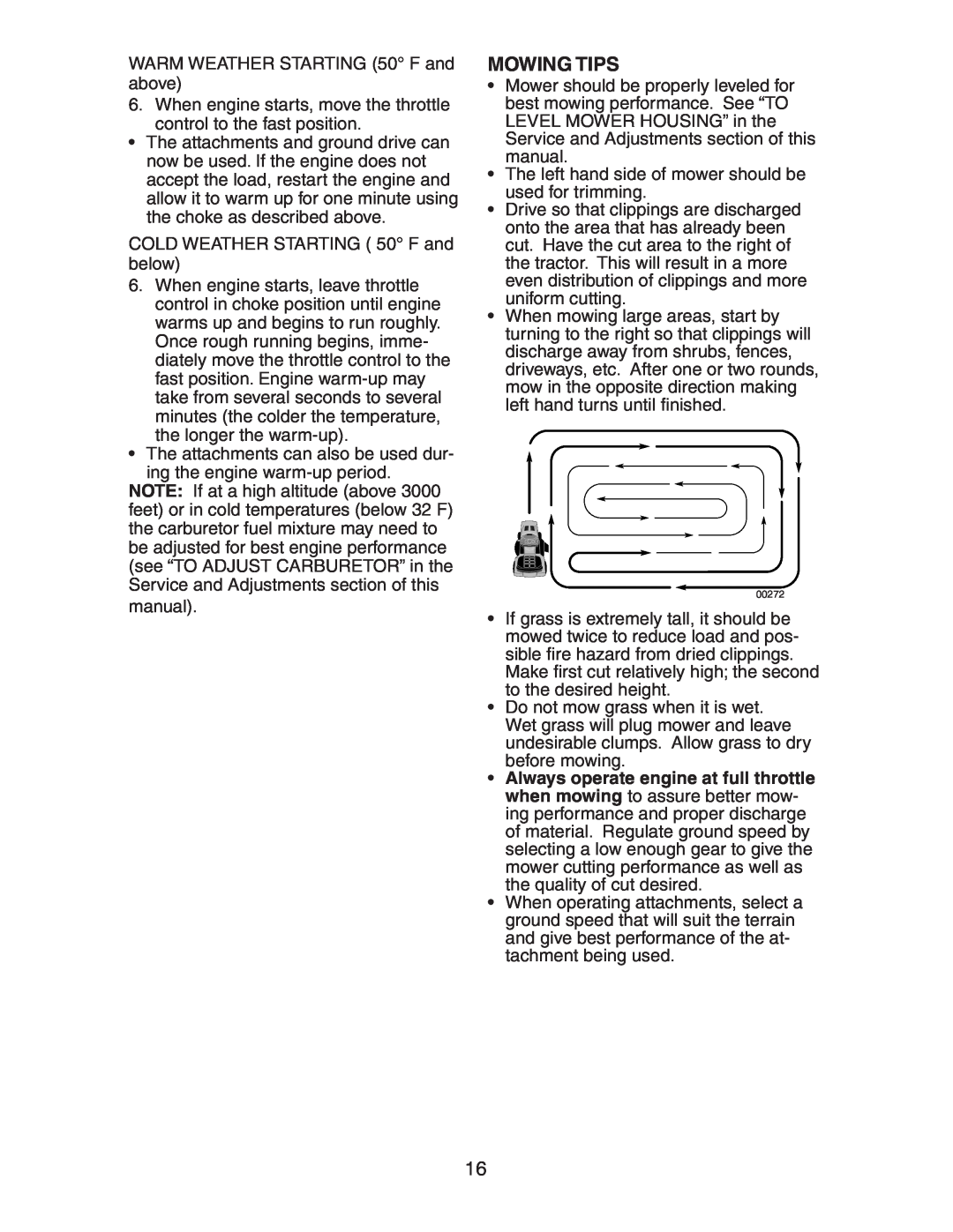 Poulan AG17542STB manual Mowing Tips 