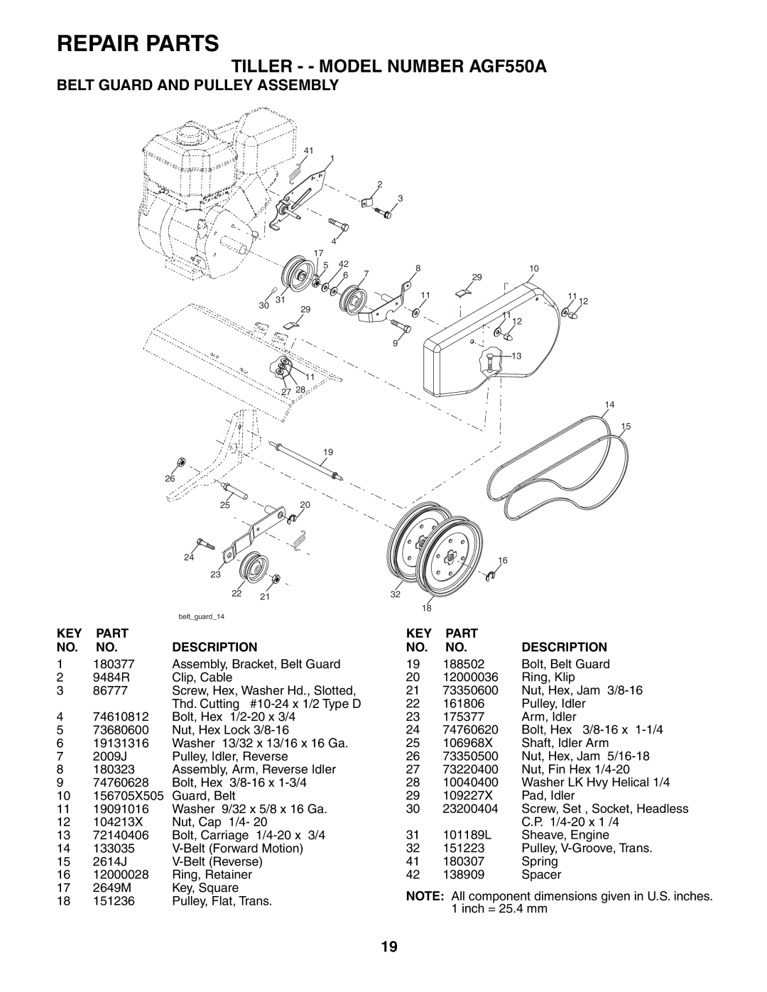 Poulan AGF550A owner manual Belt Guard and Pulley Assembly 