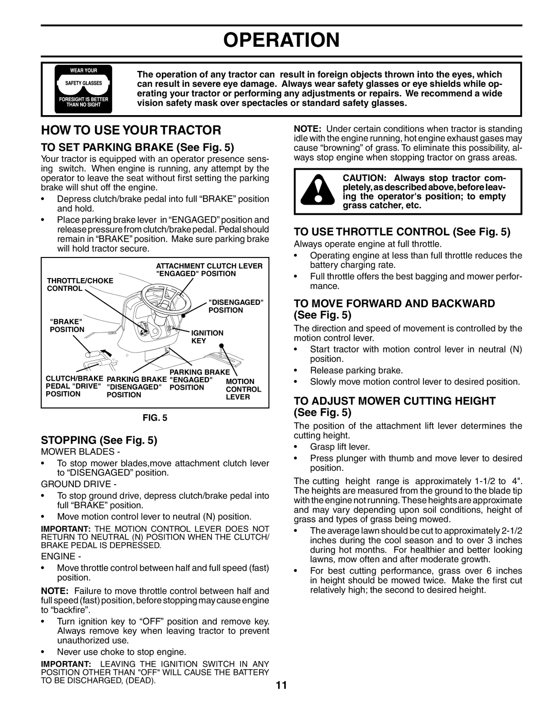 Poulan BB185H42YT manual HOW to USE Your Tractor 