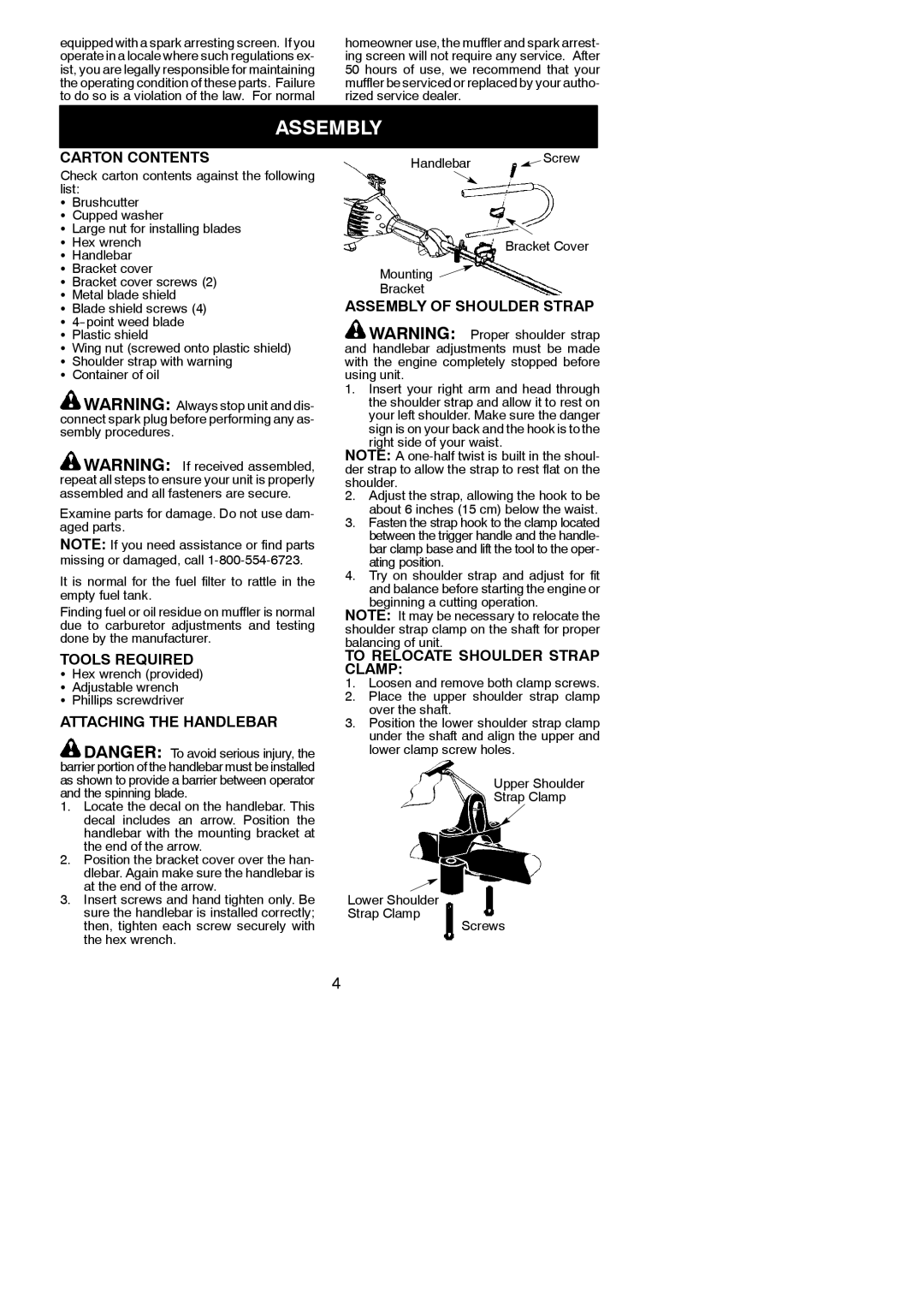 Poulan BC3150 instruction manual Assembly 