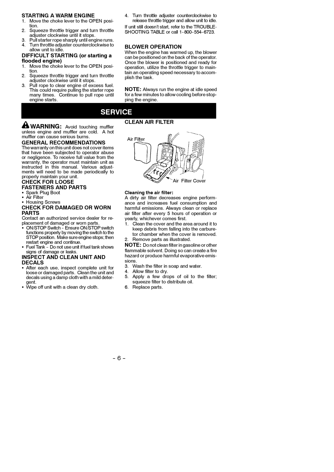 Poulan BP402 LE instruction manual Service 