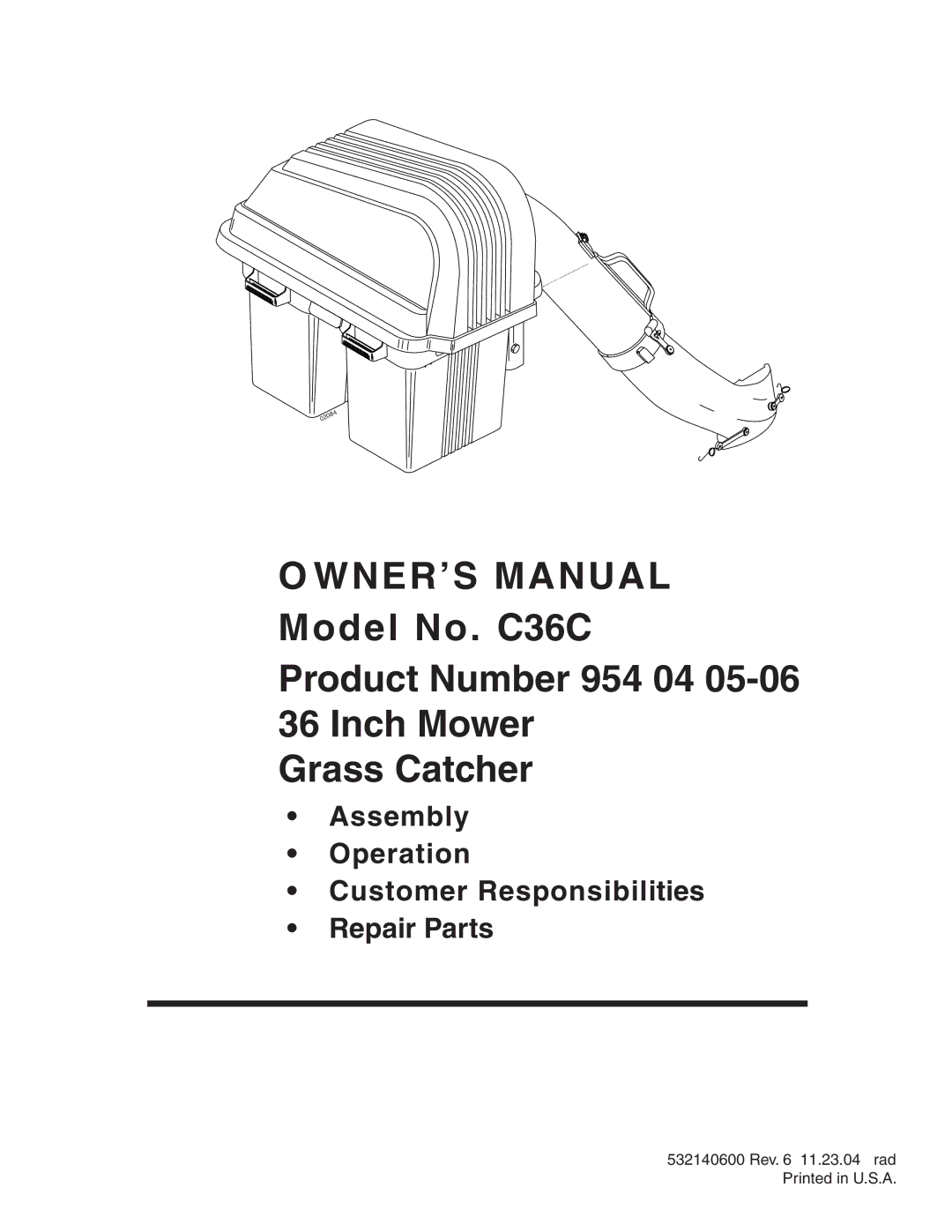 Poulan 532140600, C36C, 954 04 05-06 owner manual WNER’S Manual 