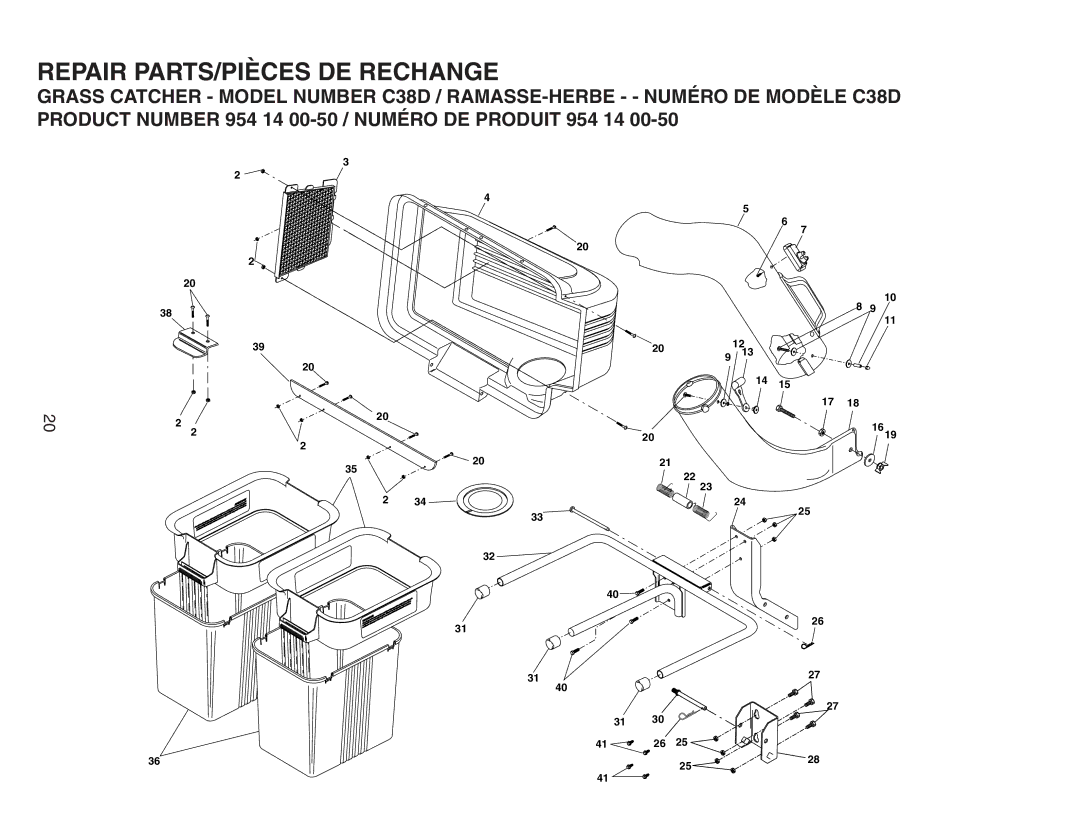 Poulan 140603, C38D, 954 14 00-50 owner manual Repair PARTS/PIÈCES DE Rechange 