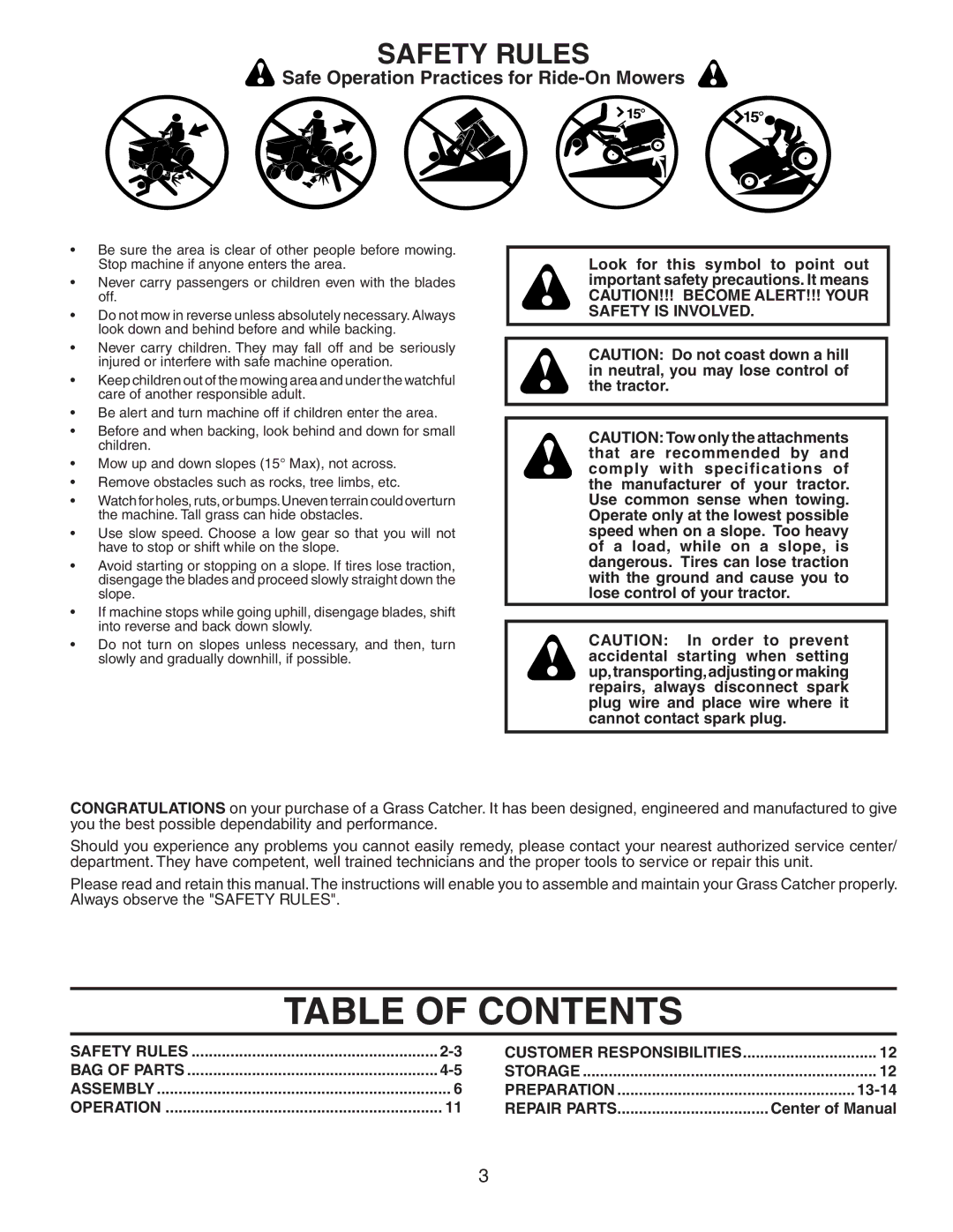 Poulan C38D, 954 14 00-50, 140603 owner manual Table of Contents 