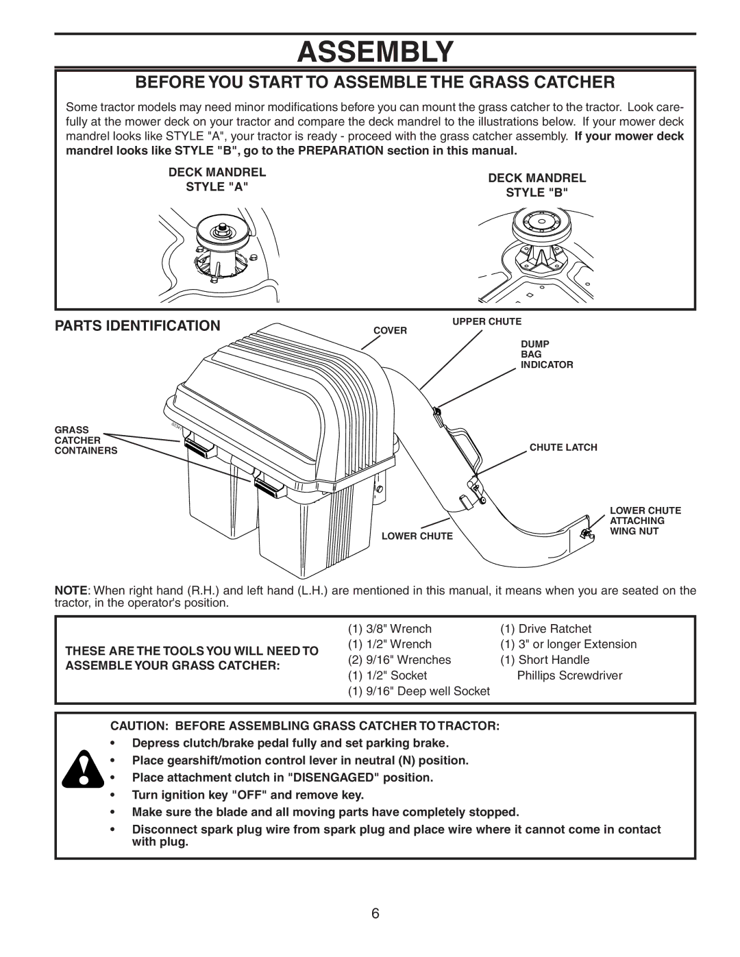 Poulan C38D, 140603 Assembly, Parts Identification, Deck Mandrel Style a Style B, These are the Tools YOU will Need to 