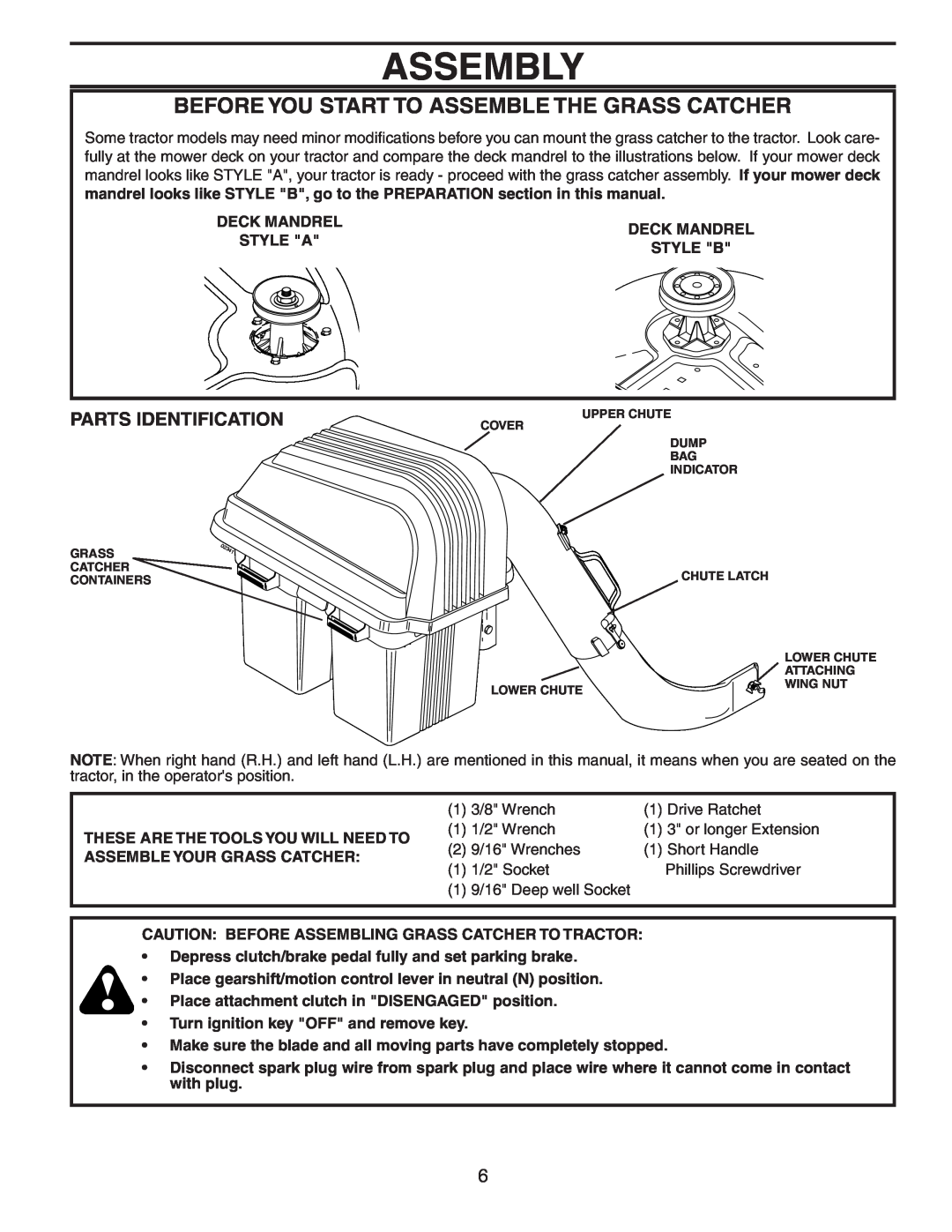 Poulan C38D, 954 14 00-50, 140603 owner manual Assembly, Before You Start To Assemble The Grass Catcher, Parts Identification 