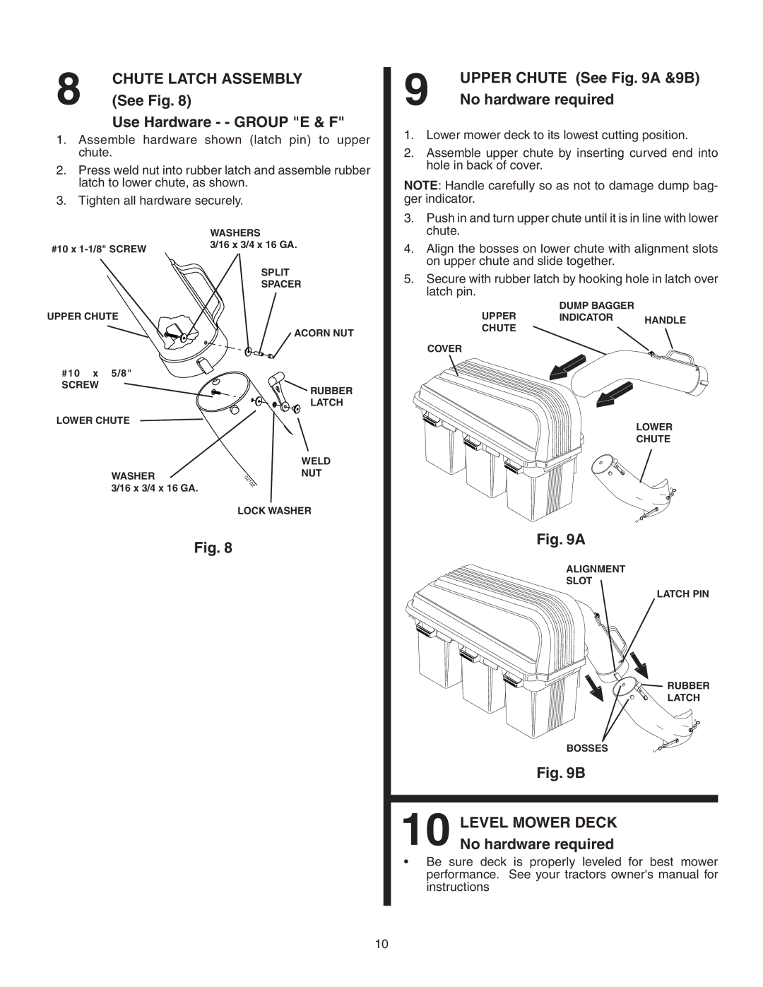 Poulan 964 04 06-07, CG46A, 151673 See Fig, Use Hardware - Group E & F, Upper Chute See a &9B No hardware required 