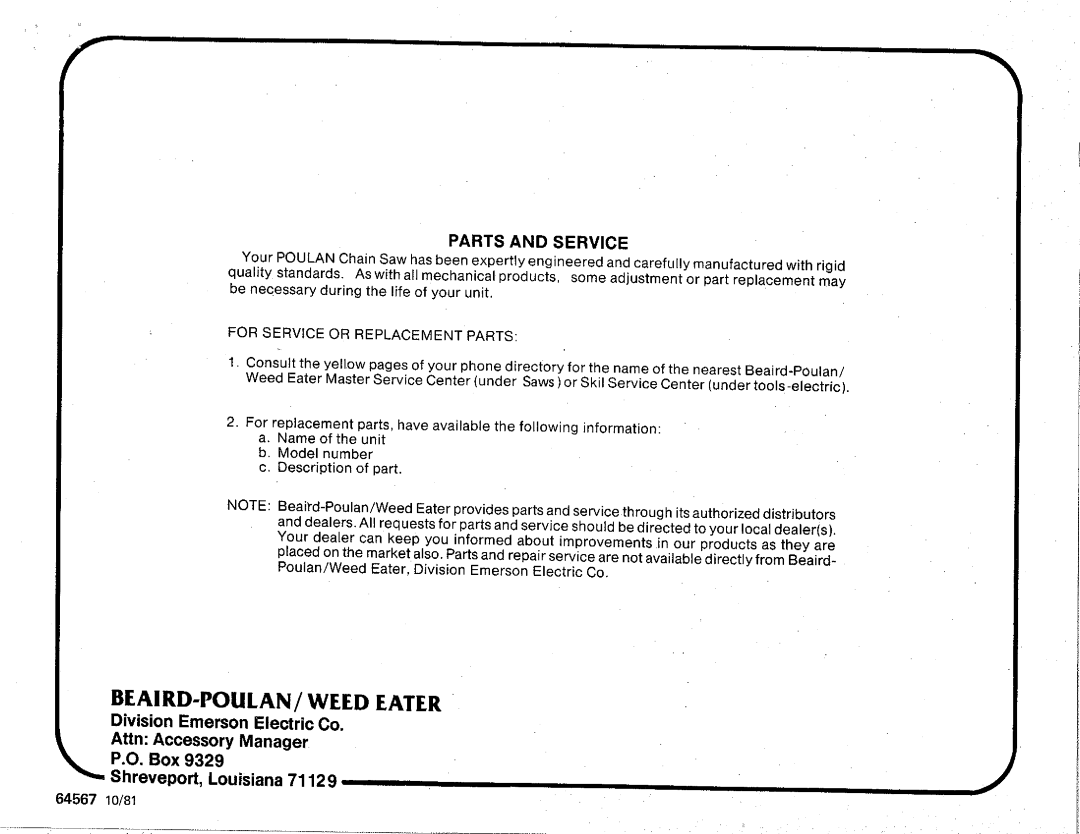 Poulan Chainsaw manual 