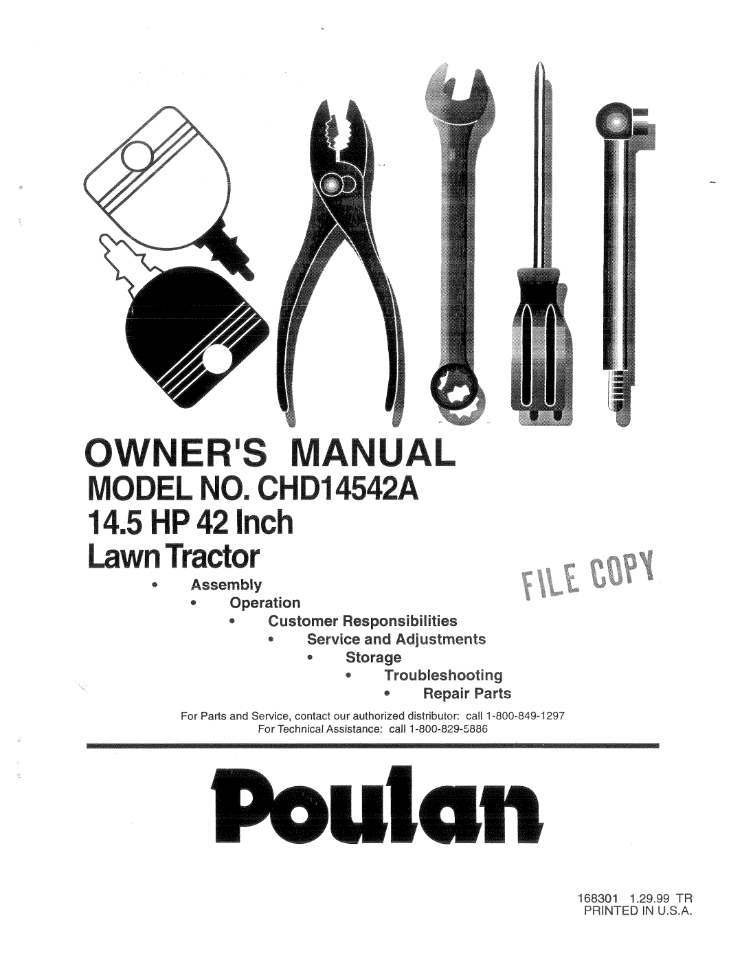 Poulan 168301, CHD14542A manual 