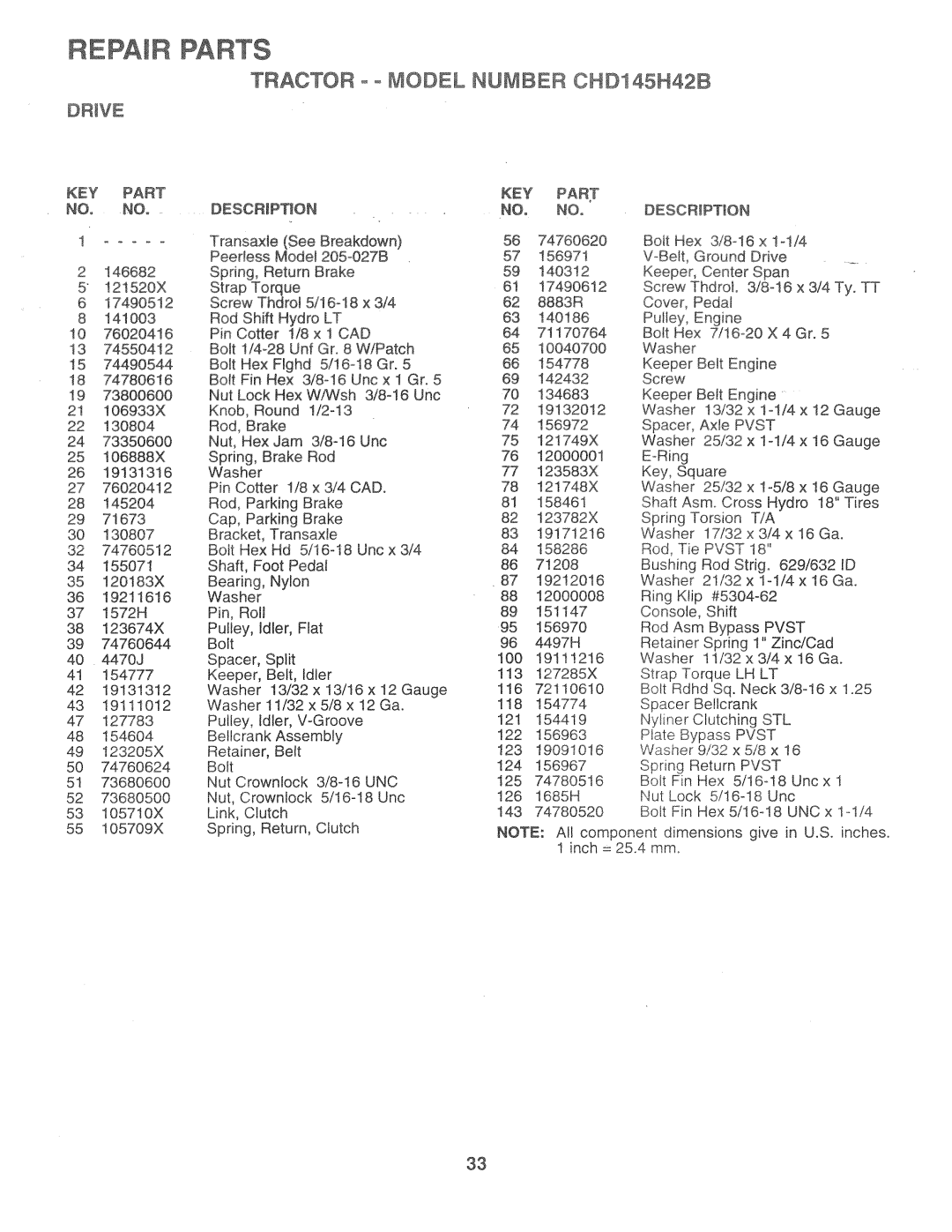 Poulan 160886, CHD145H42B manual 