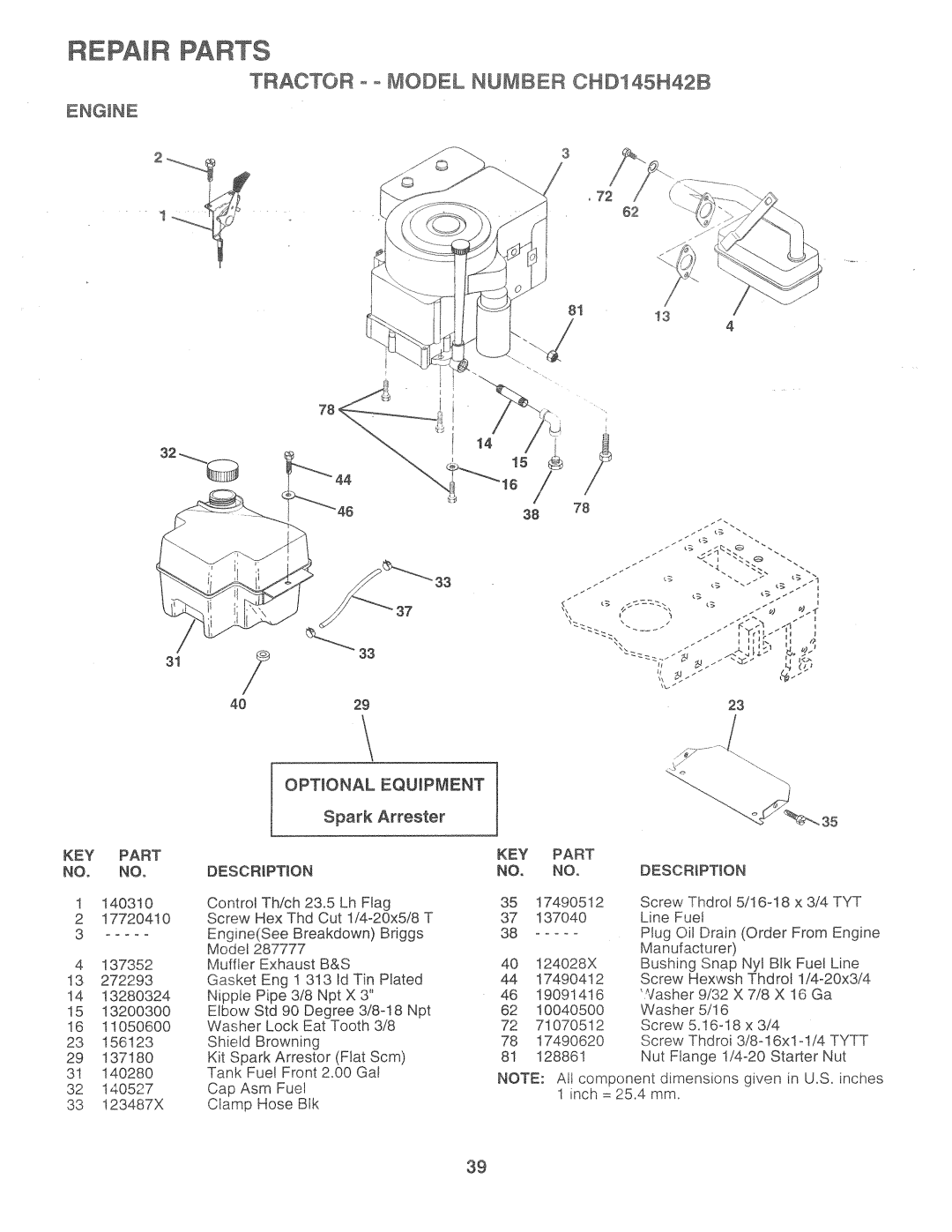 Poulan 160886, CHD145H42B manual 