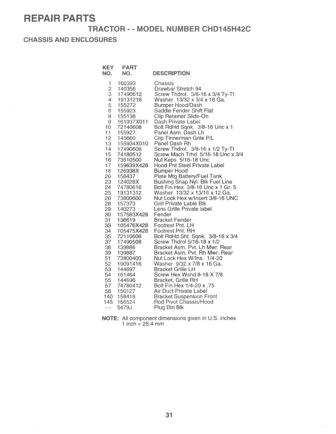 Poulan 163598, CHD145H42C manual 