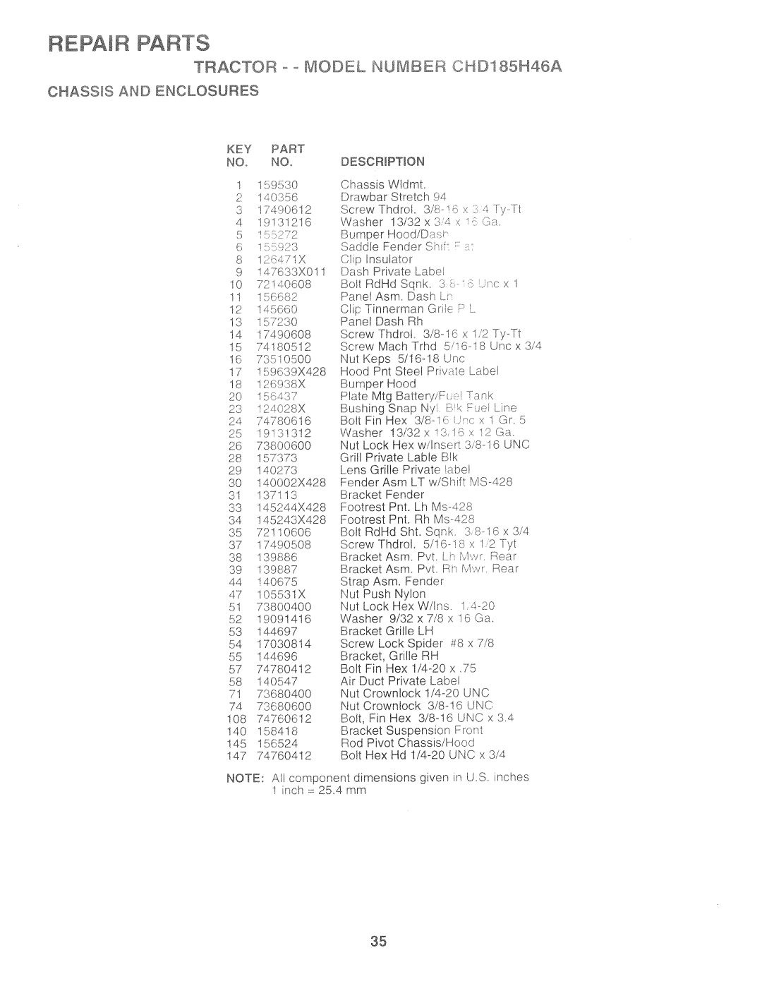 Poulan 159515, CHD185H46A manual 