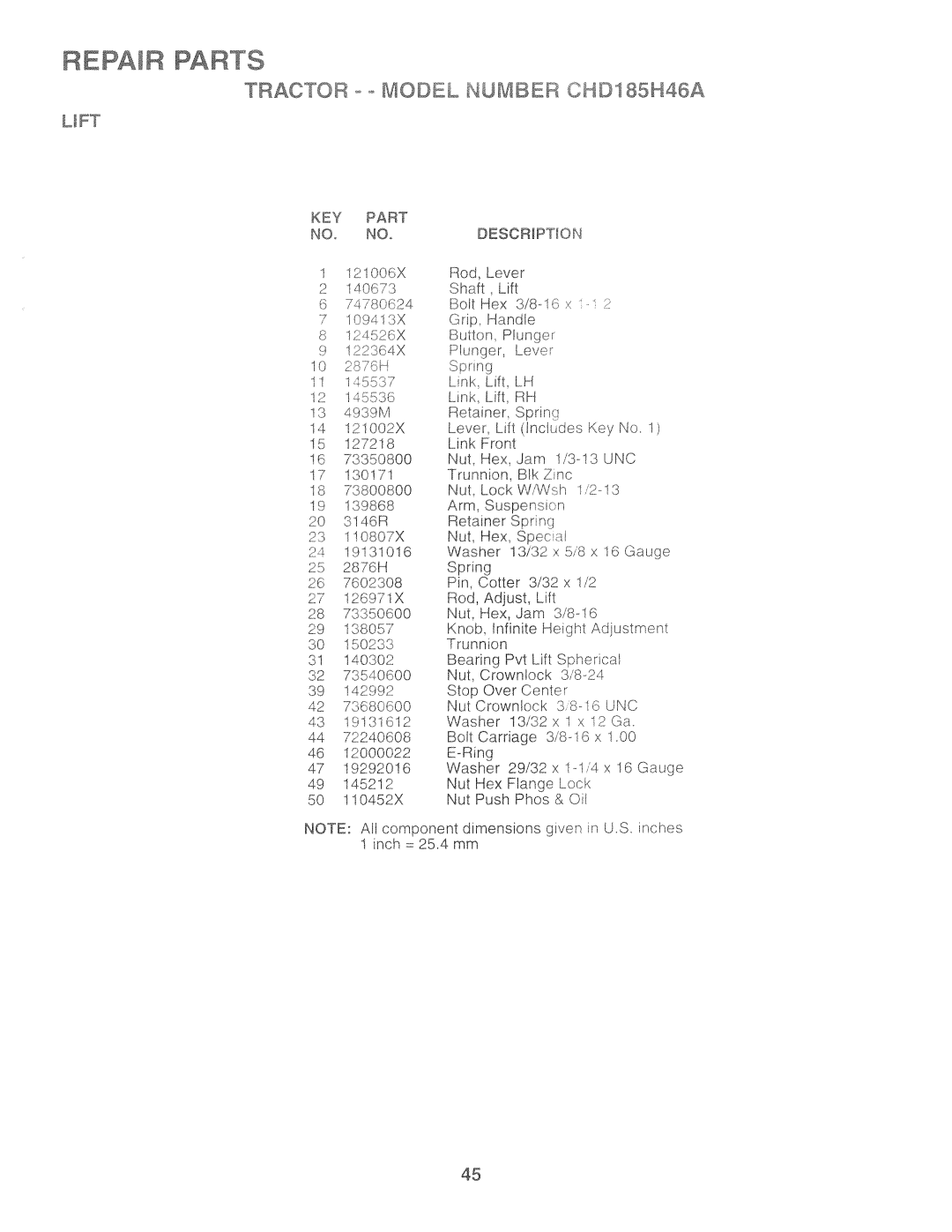 Poulan 159515, CHD185H46A manual 