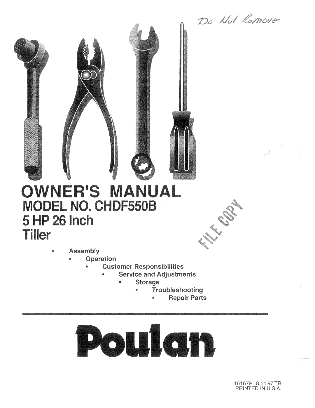 Poulan 161679, CHDF550B manual 