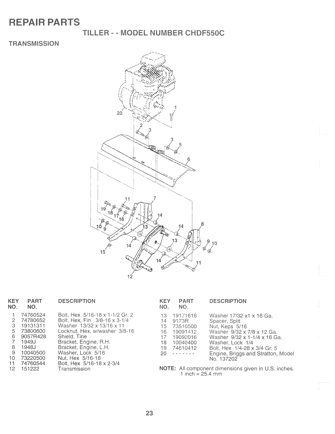 Poulan 163760, CHDF550C manual 