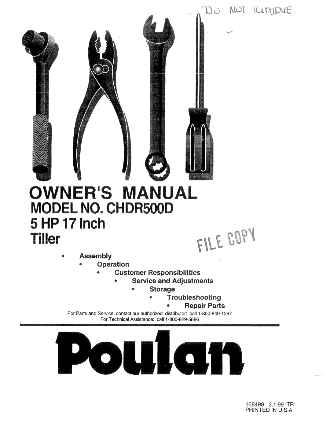 Poulan 168499, CHDR500D manual 
