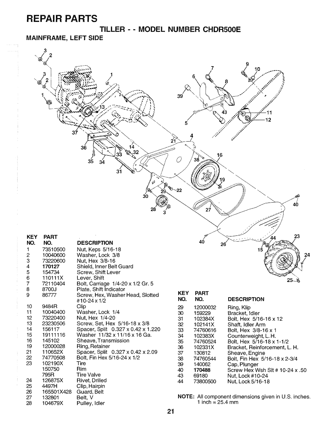 Poulan 174222, CHDR500E manual 