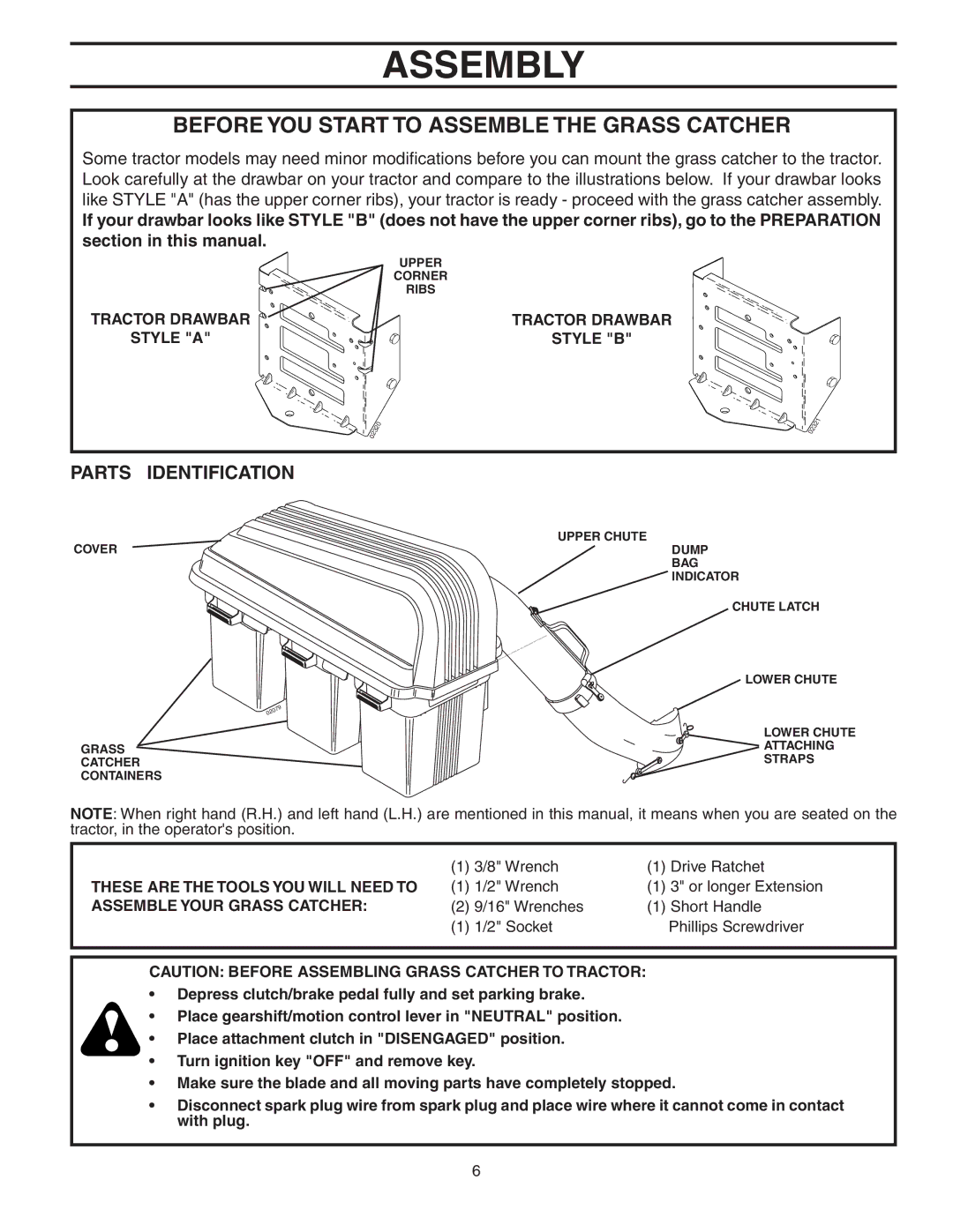 Poulan CL46B, 954 04 06-06, 156239 owner manual Assembly, Parts Identification, Tractor Drawbar Style a Style B 