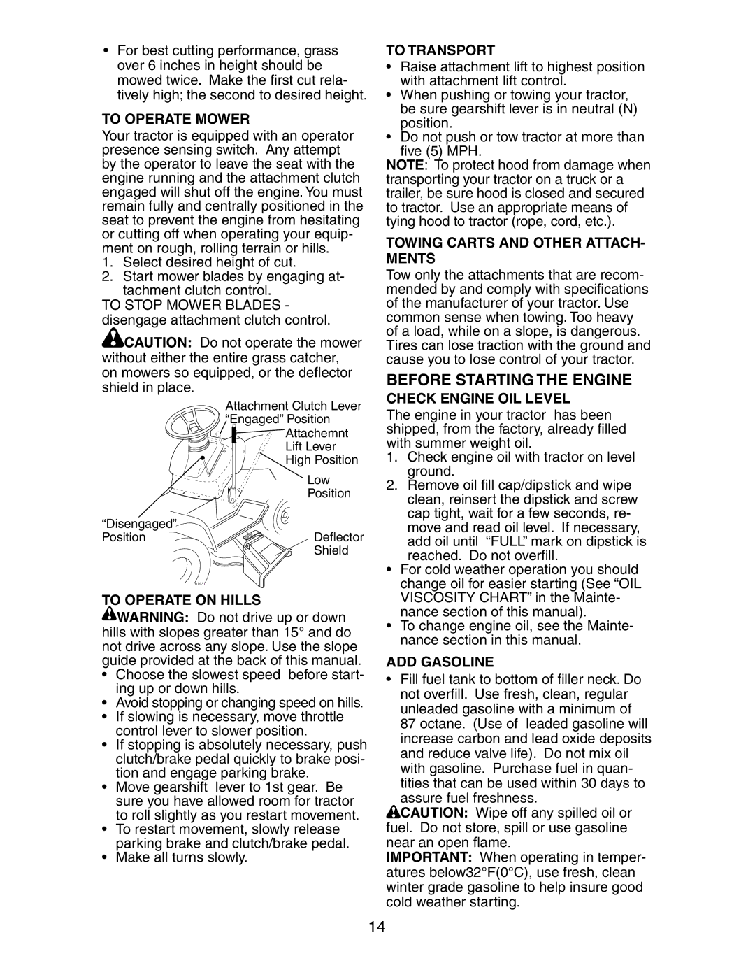 Poulan CN1842STA manual Before Starting the Engine 