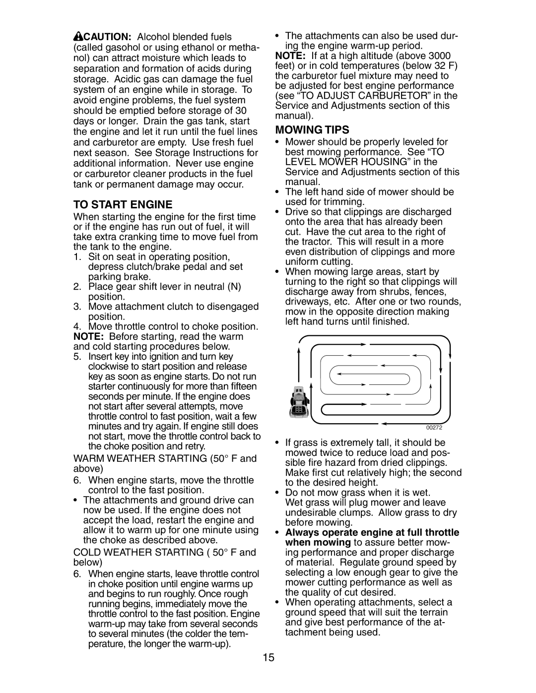 Poulan CN1842STA manual To Start Engine, Mowing Tips 