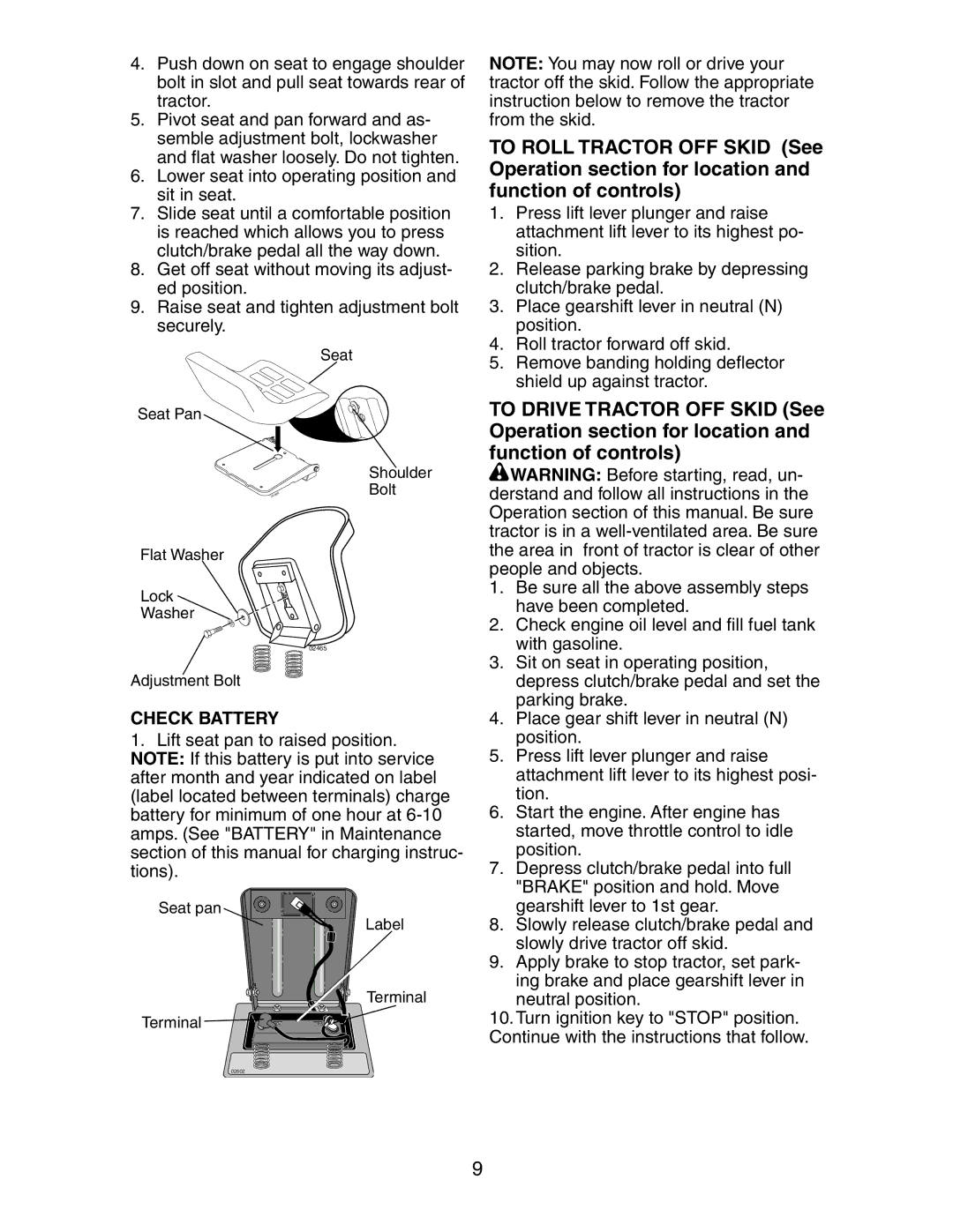 Poulan CN1842STA manual Check Battery 